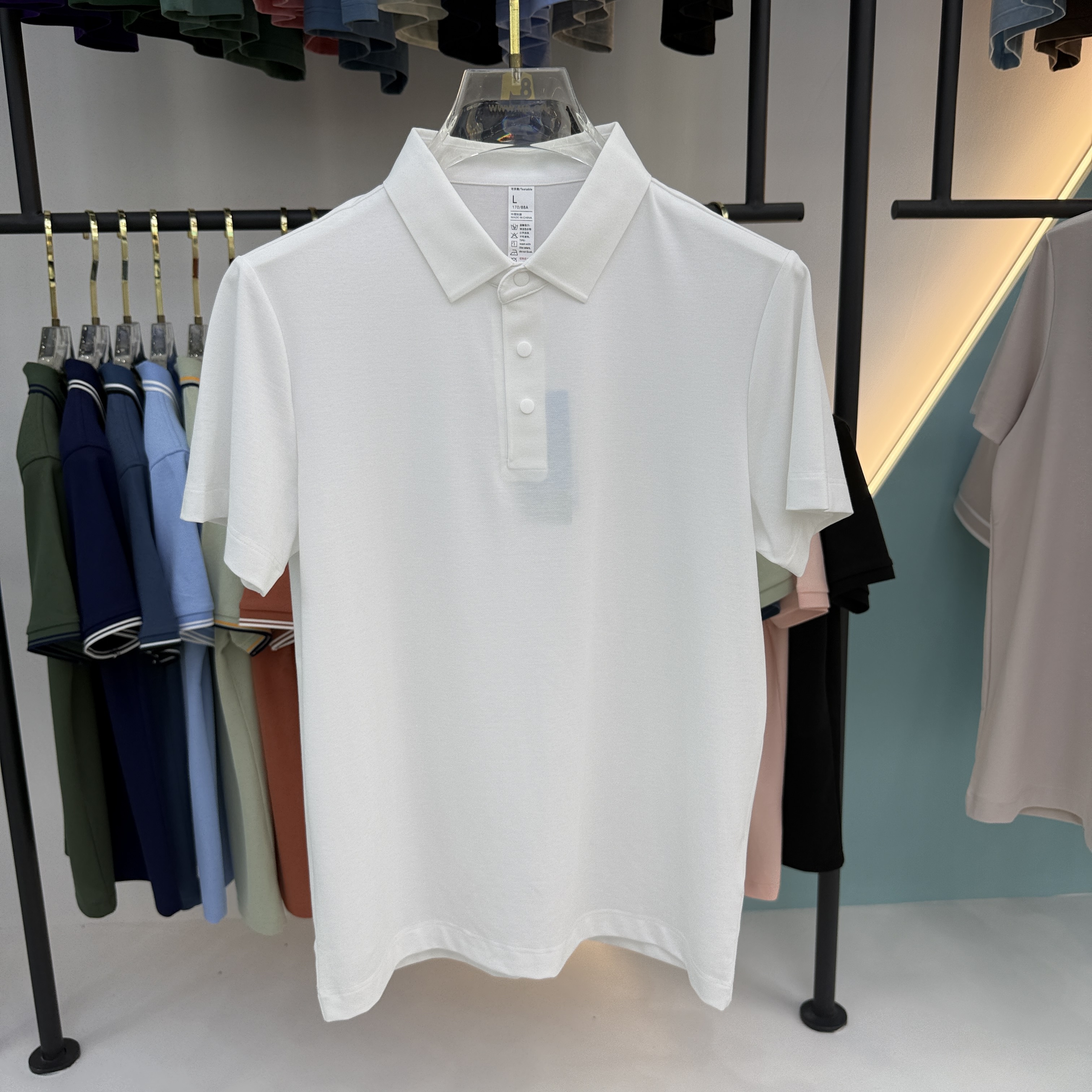 SD A7 47.8% Polyester 25.6% Lyocell 18.7% Cotton 7.9% Spandex Short Sleeve Polo Shirt