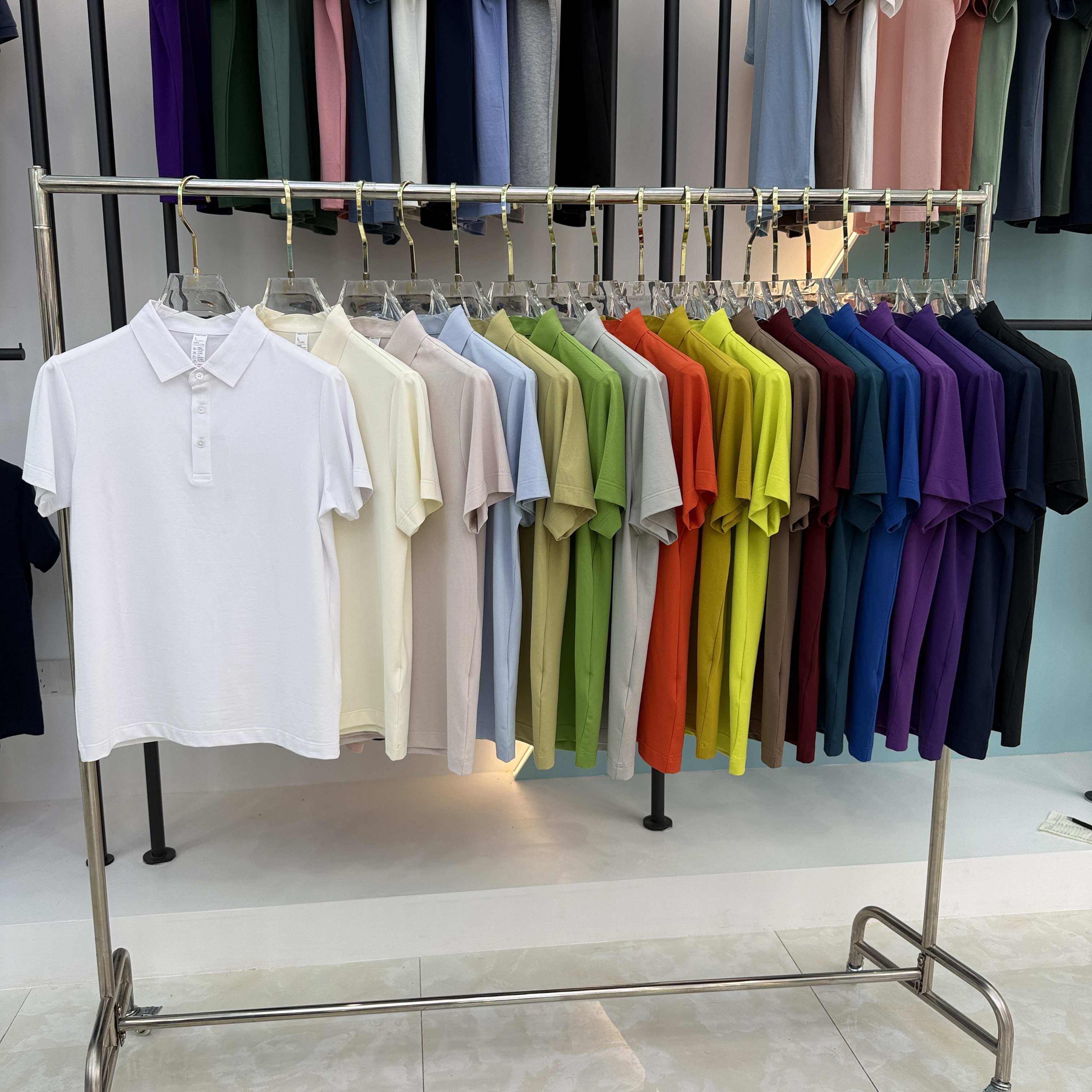 SD B01 49.3% Cotton  45.7% Polyester 5% Spandex Short Sleeve Polo Shirt