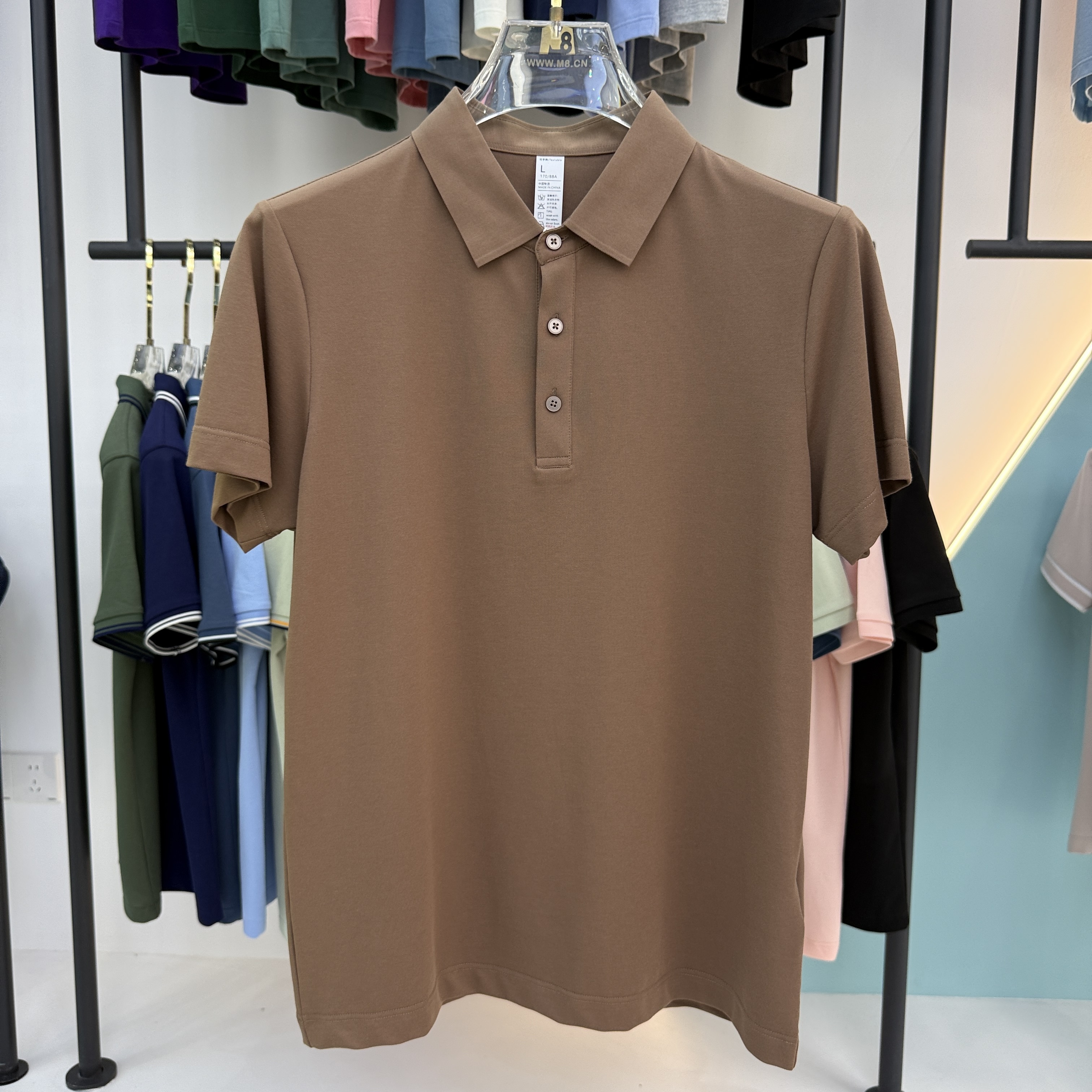 SD B01 49.3% Cotton  45.7% Polyester 5% Spandex Short Sleeve Polo Shirt