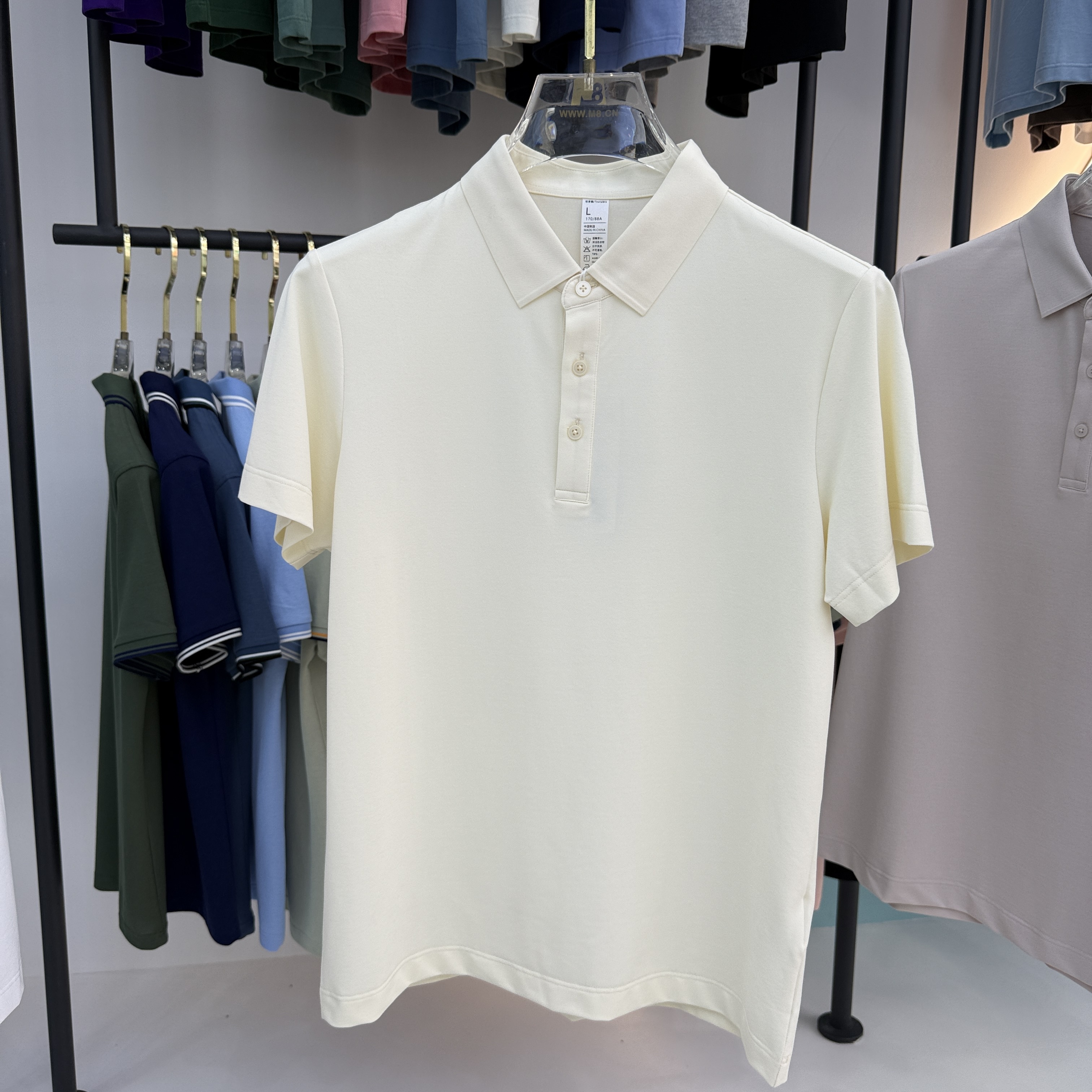 SD B01 49.3% Cotton  45.7% Polyester 5% Spandex Short Sleeve Polo Shirt