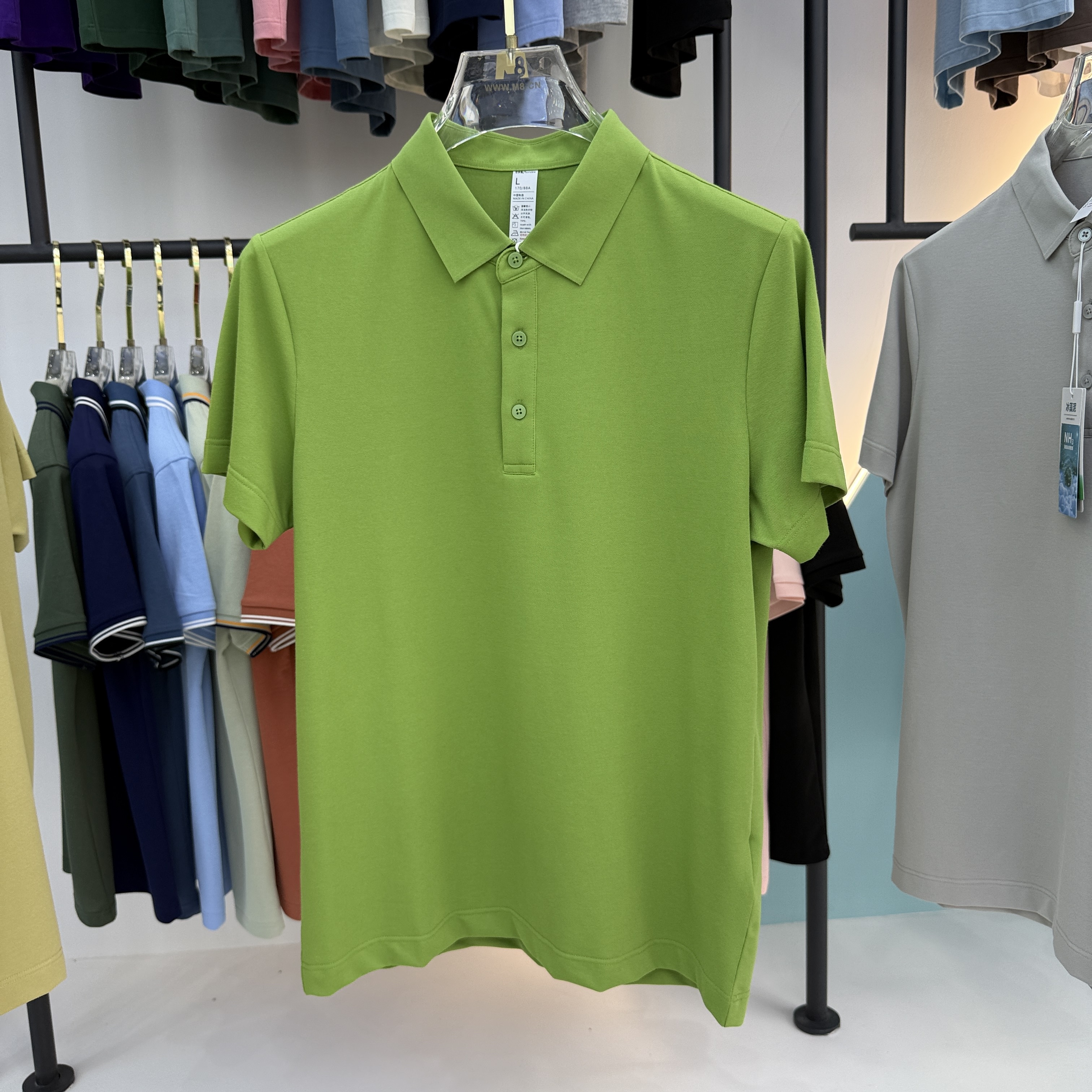 SD B01 49.3% Cotton  45.7% Polyester 5% Spandex Short Sleeve Polo Shirt