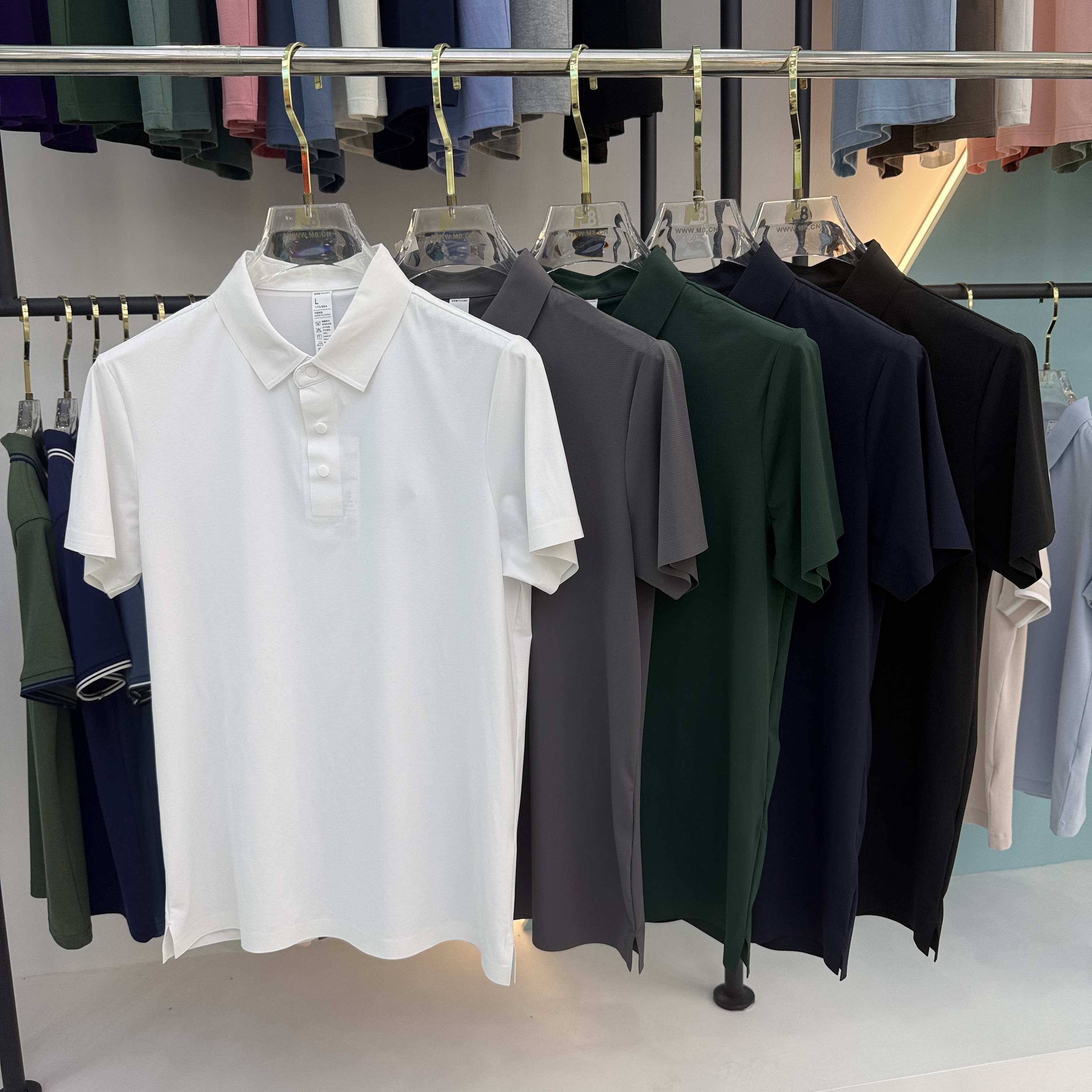 SD A6 81.3% Nylon 18.7% Spandex Short Sleeve Polo Shirt
