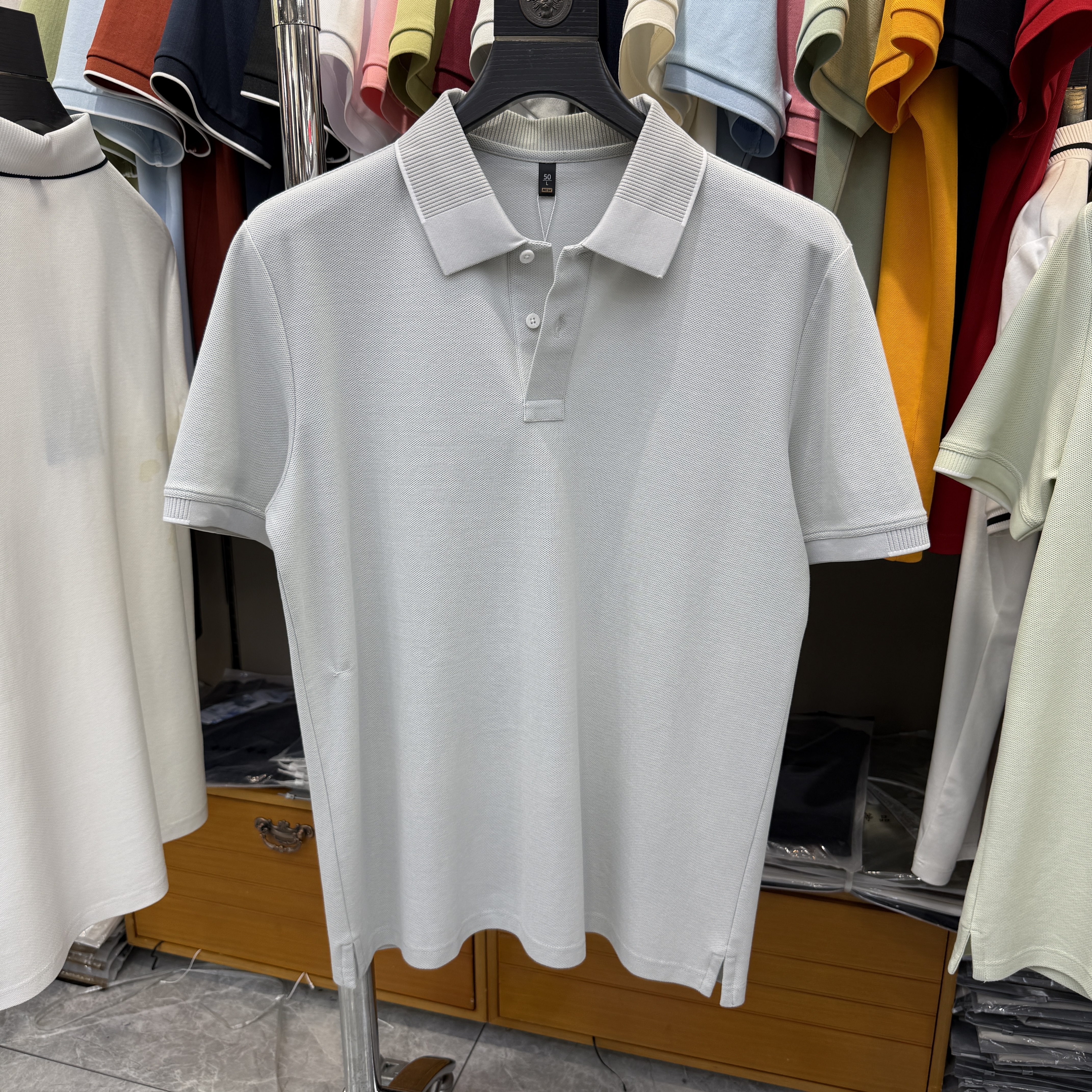JM6505 66% Cotton 28% Polyester  3% Linen 3% Mulberry Silk  Short-sleeve polo shirt