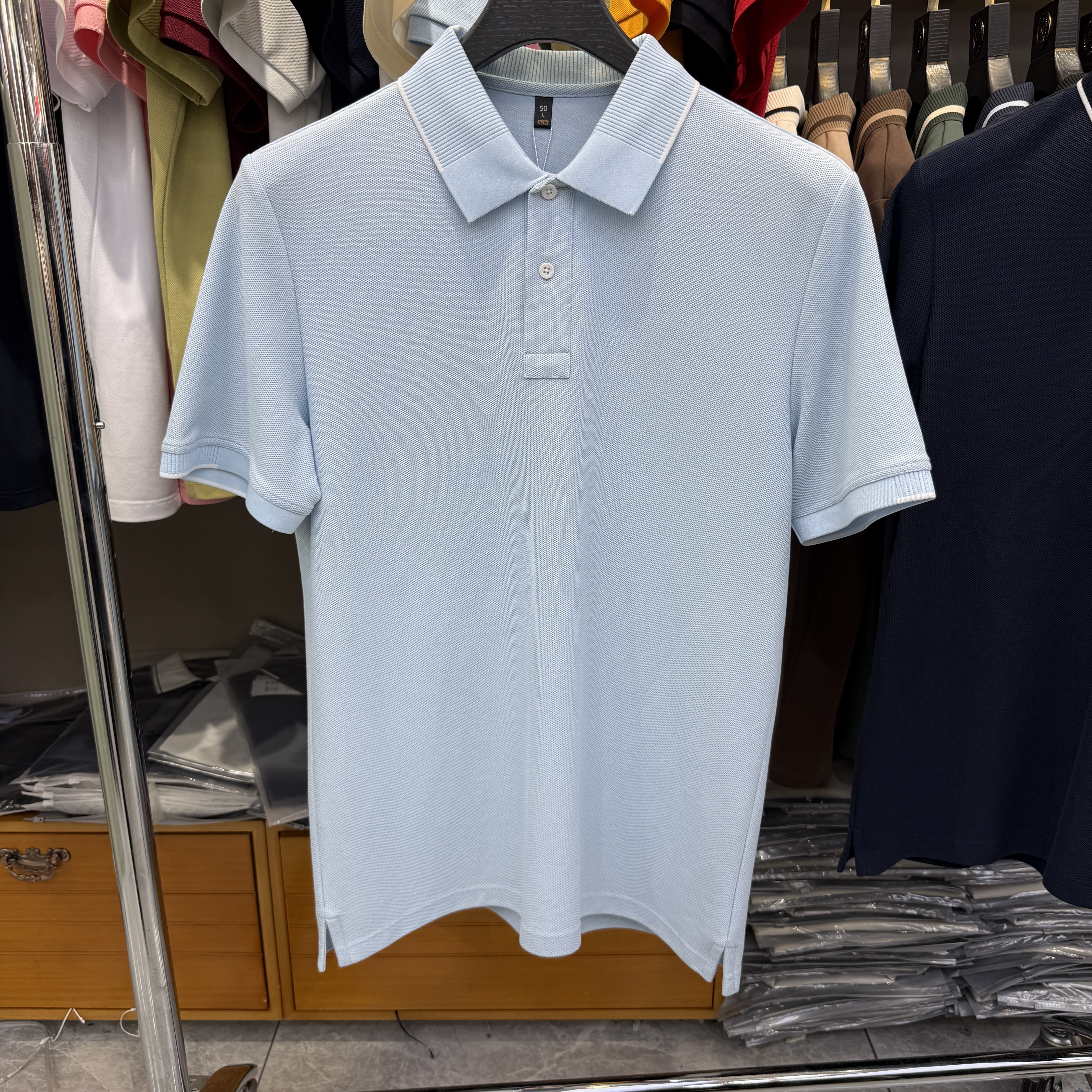 JM6505 66% Cotton 28% Polyester  3% Linen 3% Mulberry Silk  Short-sleeve polo shirt