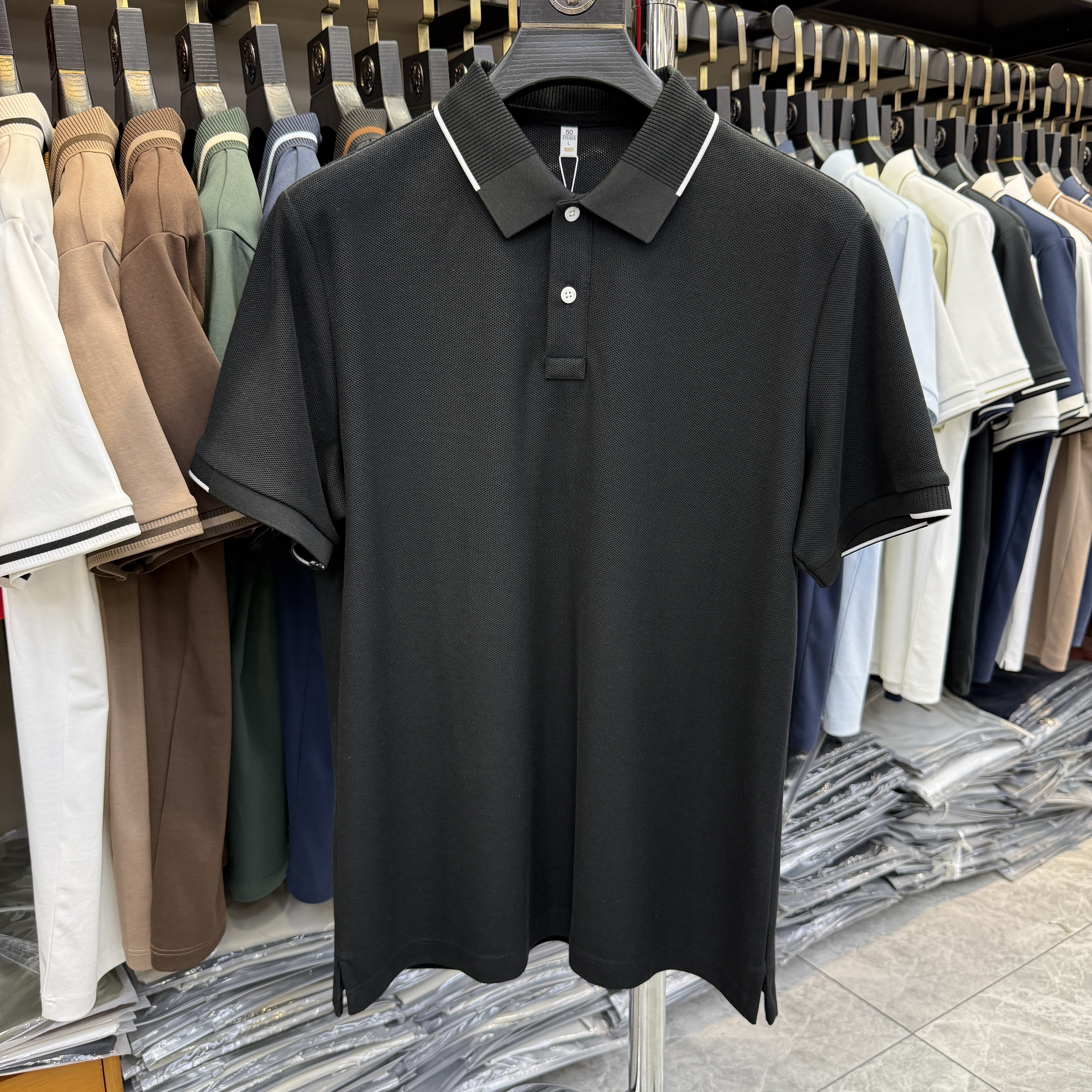 JM6505 66% Cotton 28% Polyester  3% Linen 3% Mulberry Silk  Short-sleeve polo shirt