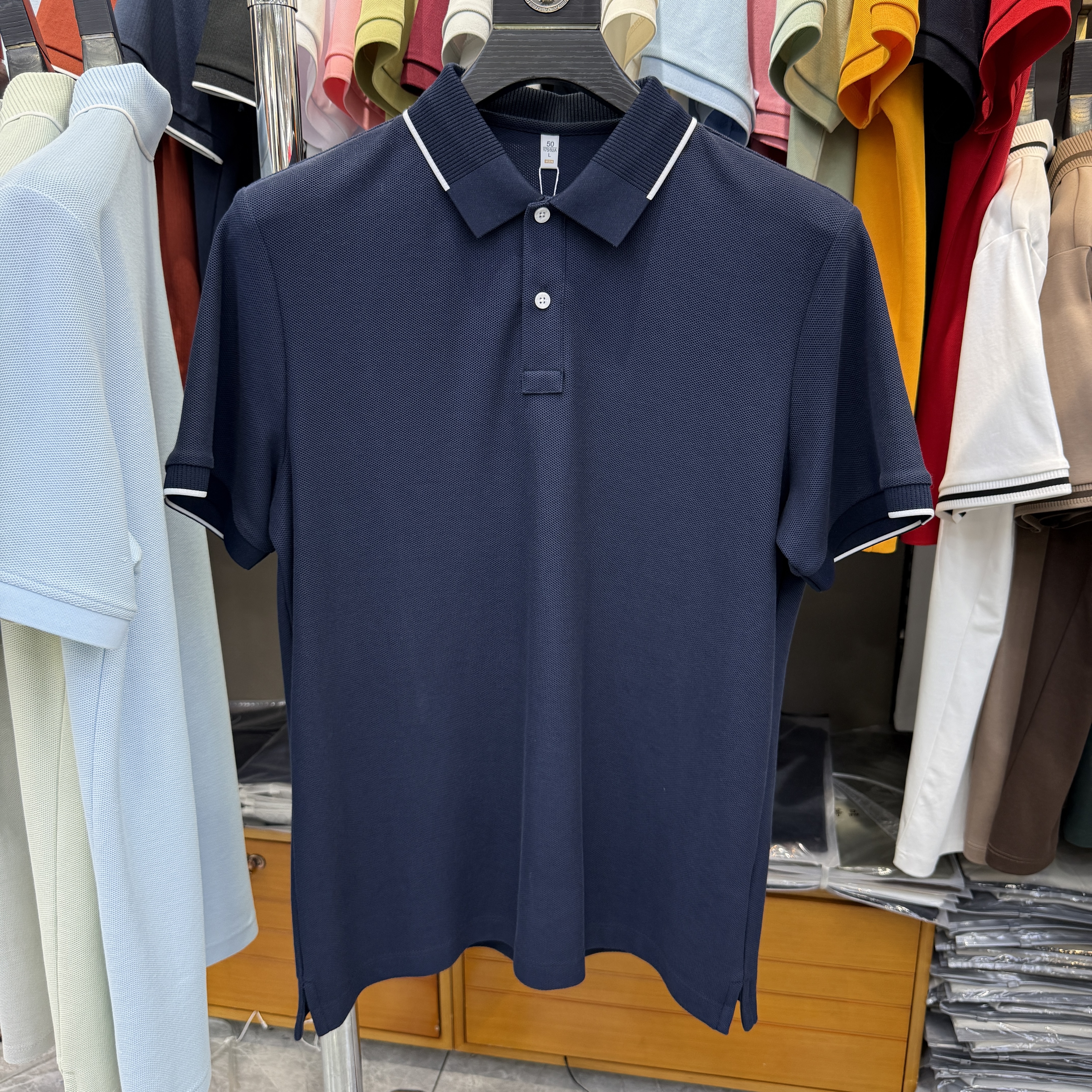 JM6505 66% Cotton 28% Polyester  3% Linen 3% Mulberry Silk  Short-sleeve polo shirt