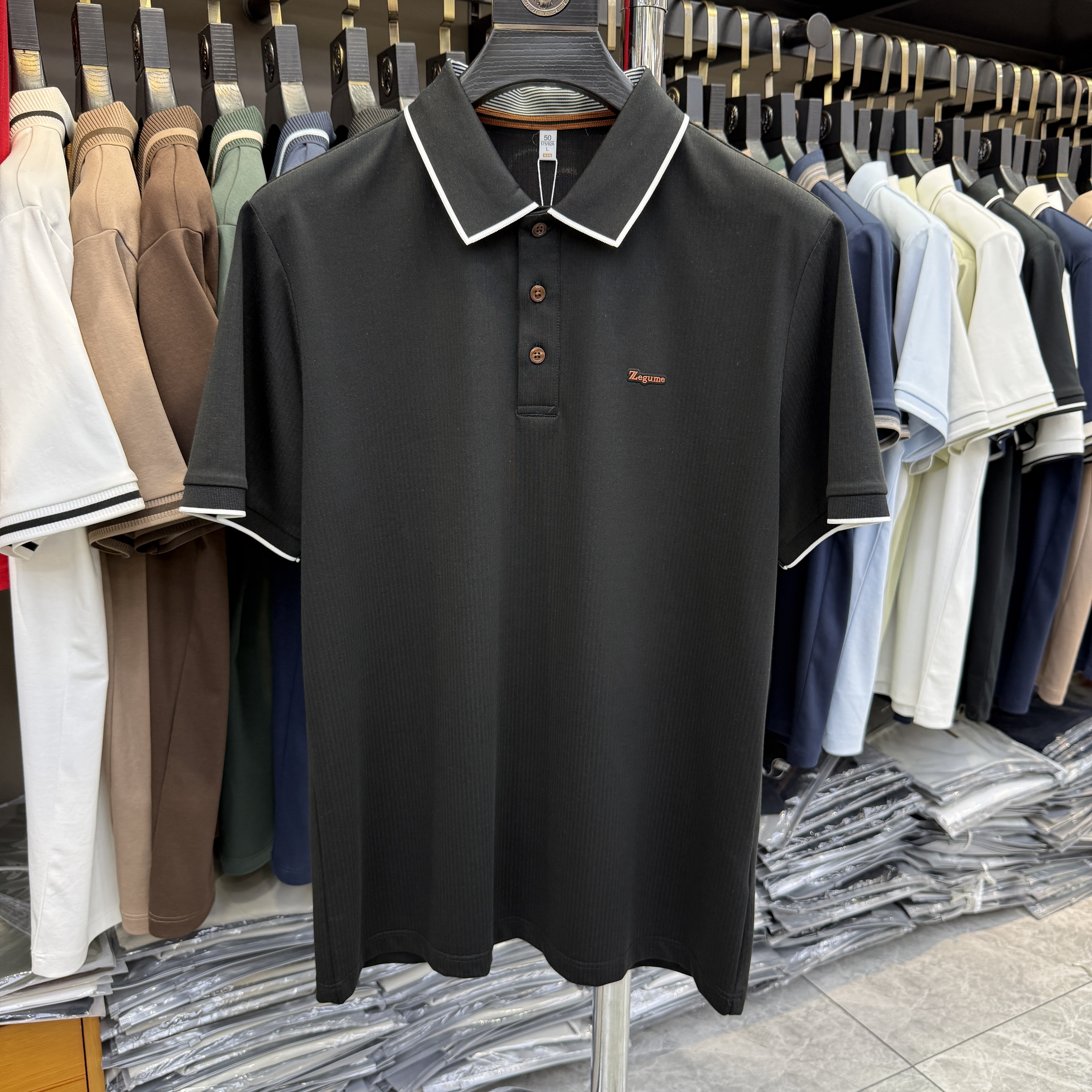 JM6803 42.8% Polyester  39.7%Cotton  13% Modal 4.5%Spandex Short-sleeve polo shirt