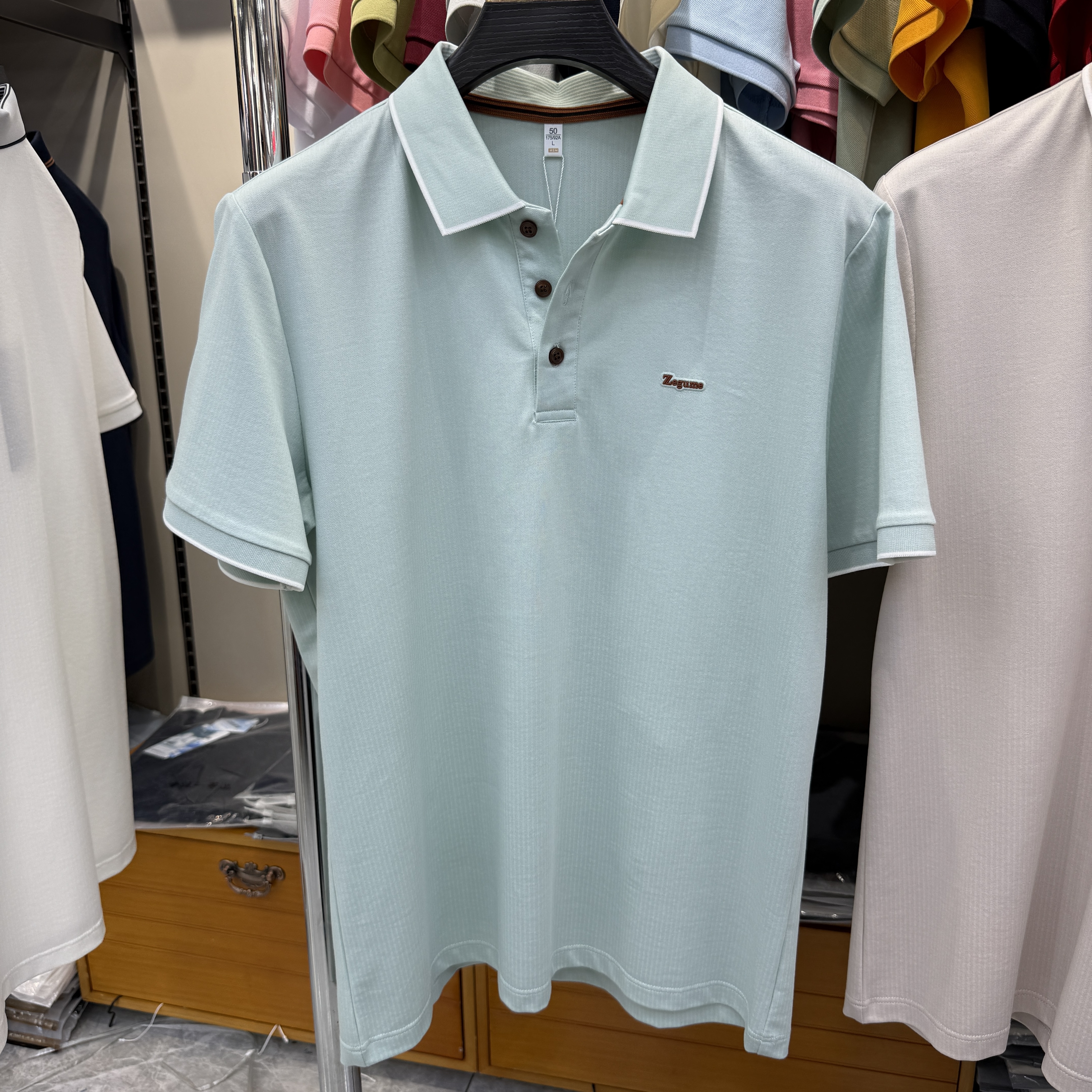 JM6803 42.8% Polyester  39.7%Cotton  13% Modal 4.5%Spandex Short-sleeve polo shirt