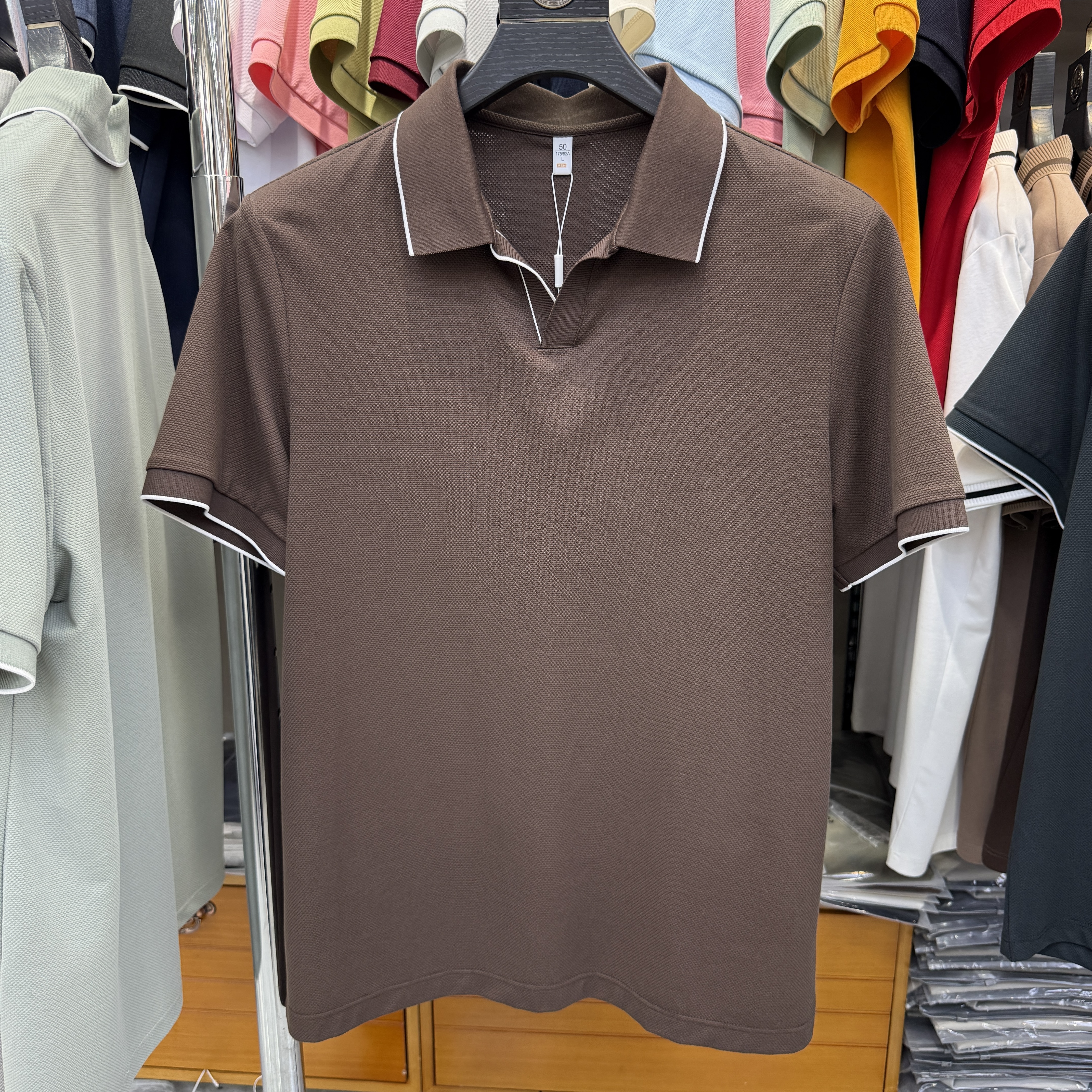 JM7305 54.4% Polyester 39.4% Cotton 6.2% Spandex Short-sleeve polo shirt