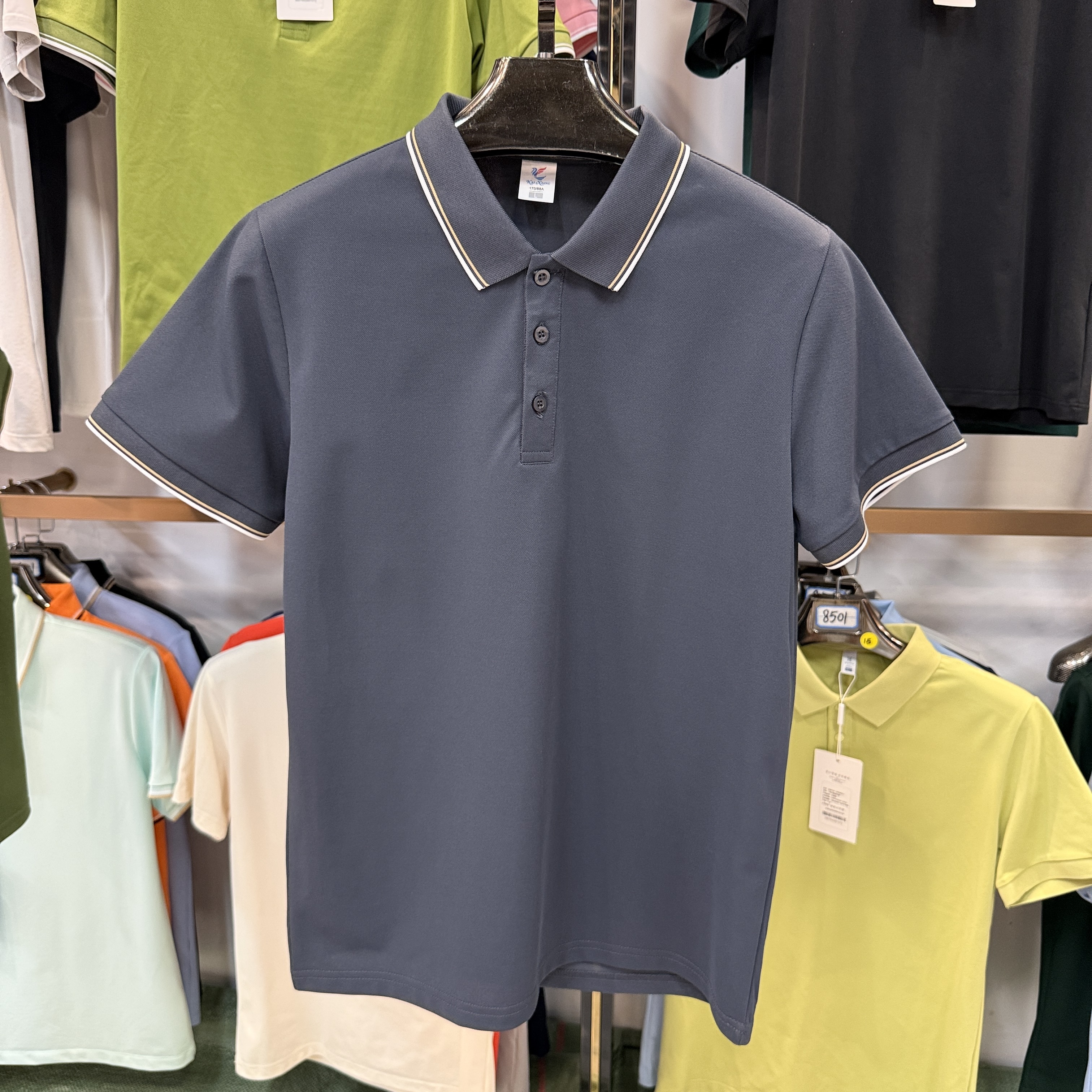 TSK916 50% Ice Silk 50% Plant Fiber Short-Sleeved Polo Shirt