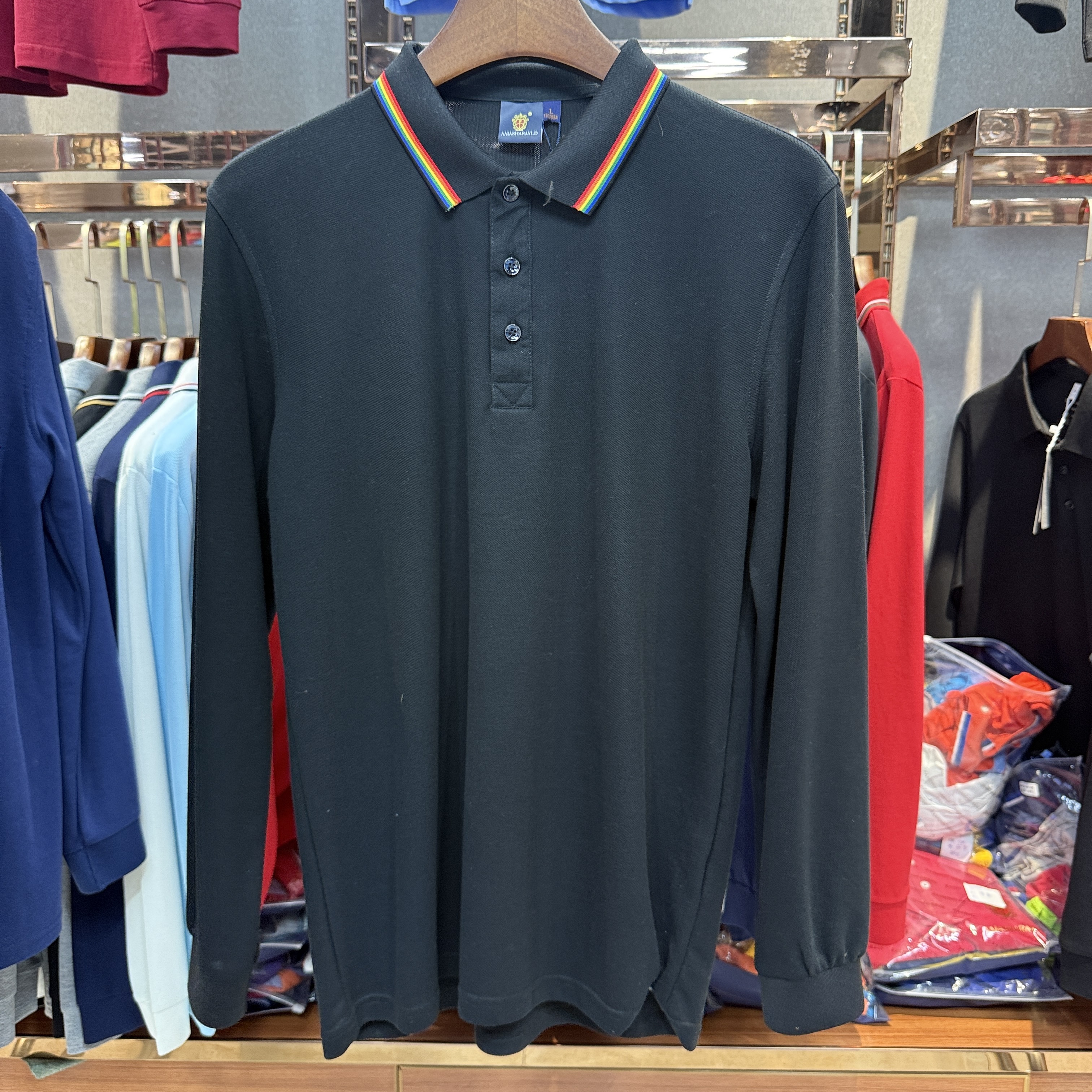 SK503 80% Cotton 20% Ceramic Mulberry Silk Long-Sleeved Polo Shirt