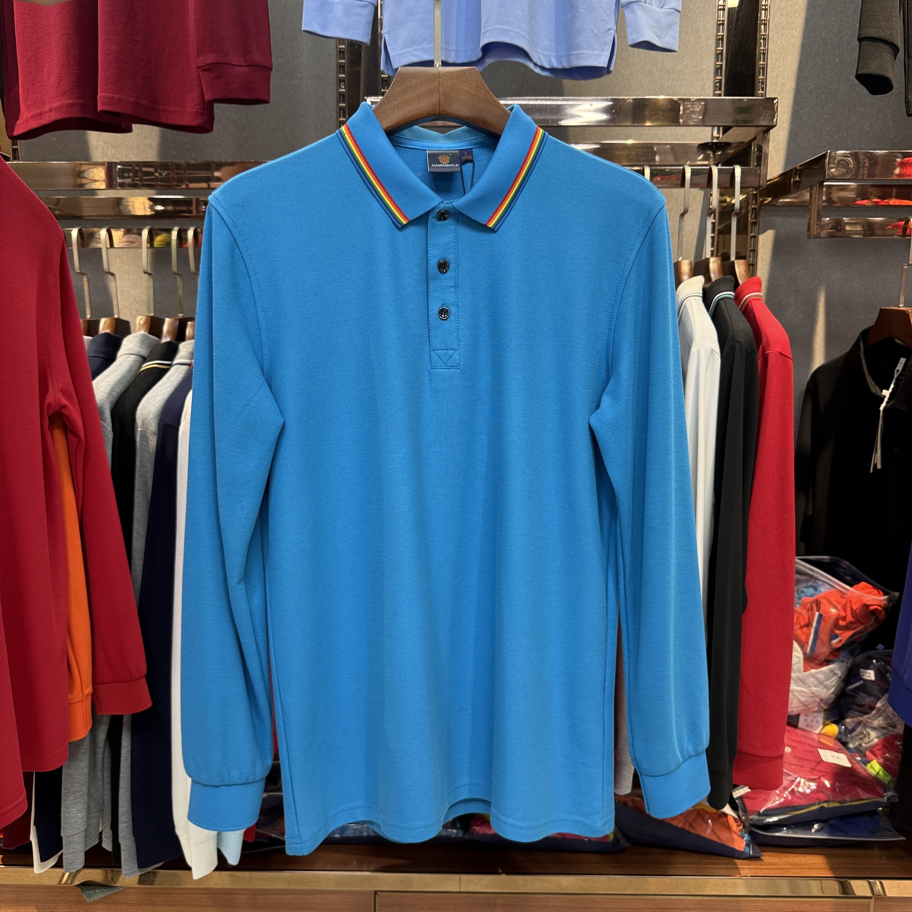 SK503 80% Cotton 20% Ceramic Mulberry Silk Long-Sleeved Polo Shirt