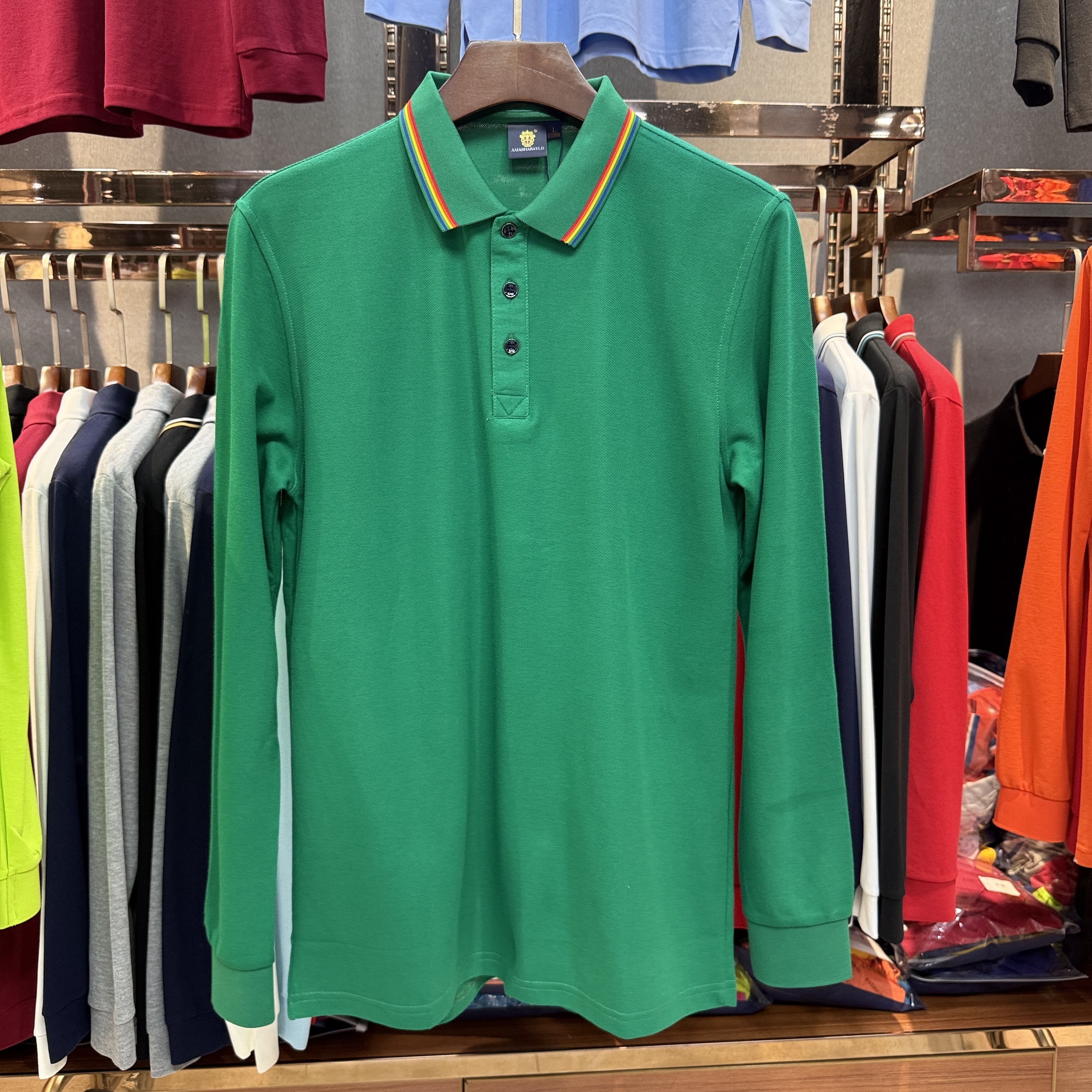 SK503 80% Cotton 20% Ceramic Mulberry Silk Long-Sleeved Polo Shirt