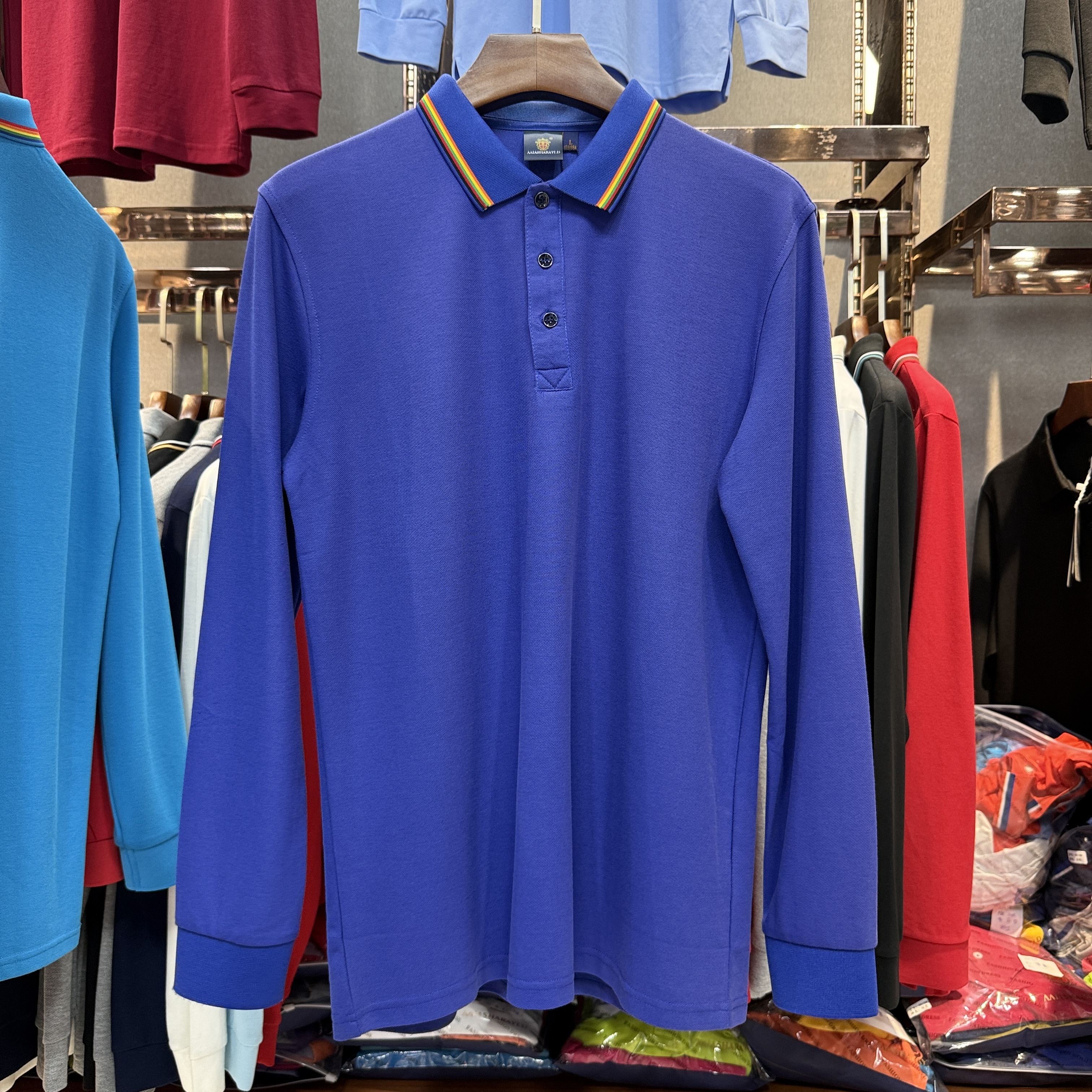 SK503 80% Cotton 20% Ceramic Mulberry Silk Long-Sleeved Polo Shirt