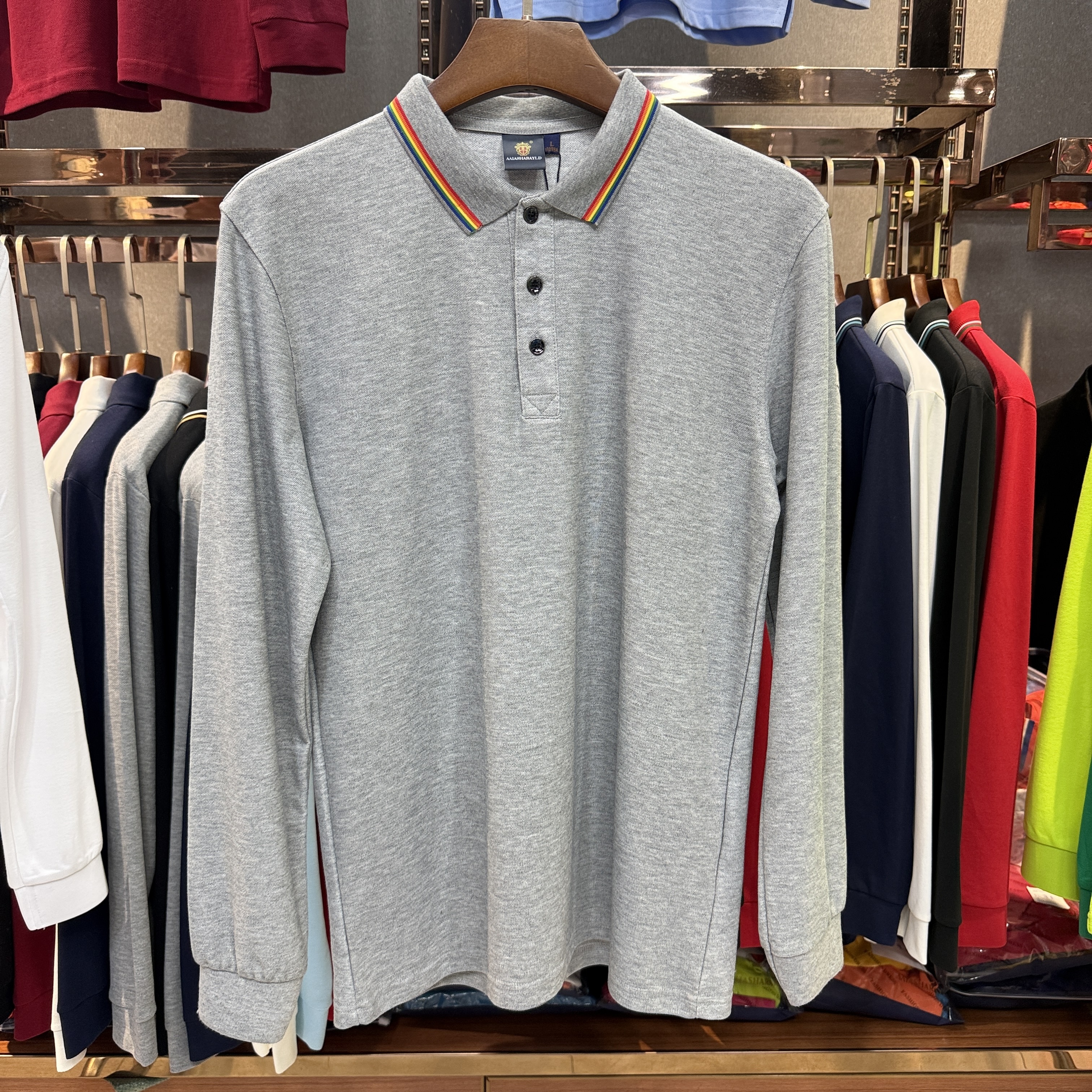 SK503 80% Cotton 20% Ceramic Mulberry Silk Long-Sleeved Polo Shirt