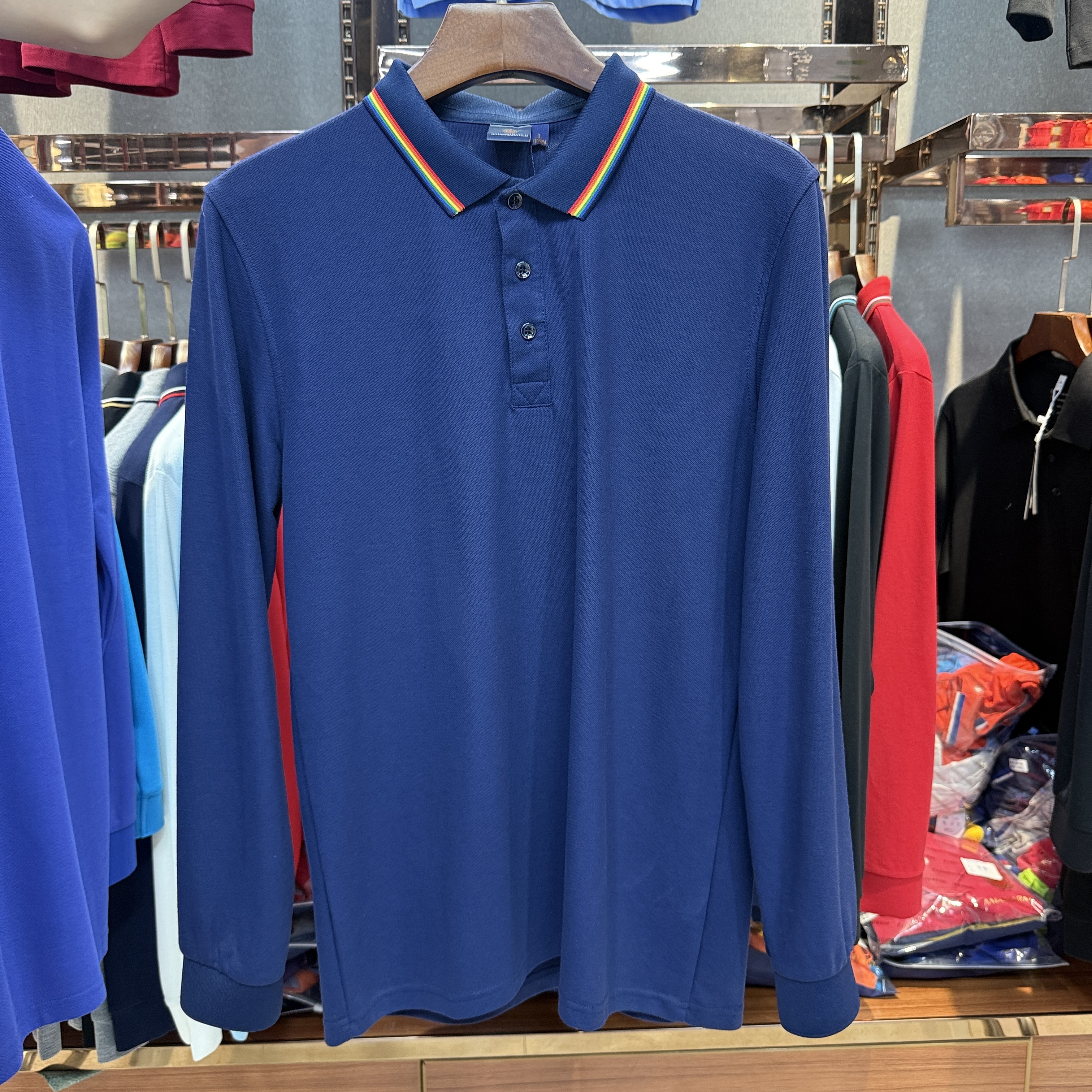SK503 80% Cotton 20% Ceramic Mulberry Silk Long-Sleeved Polo Shirt