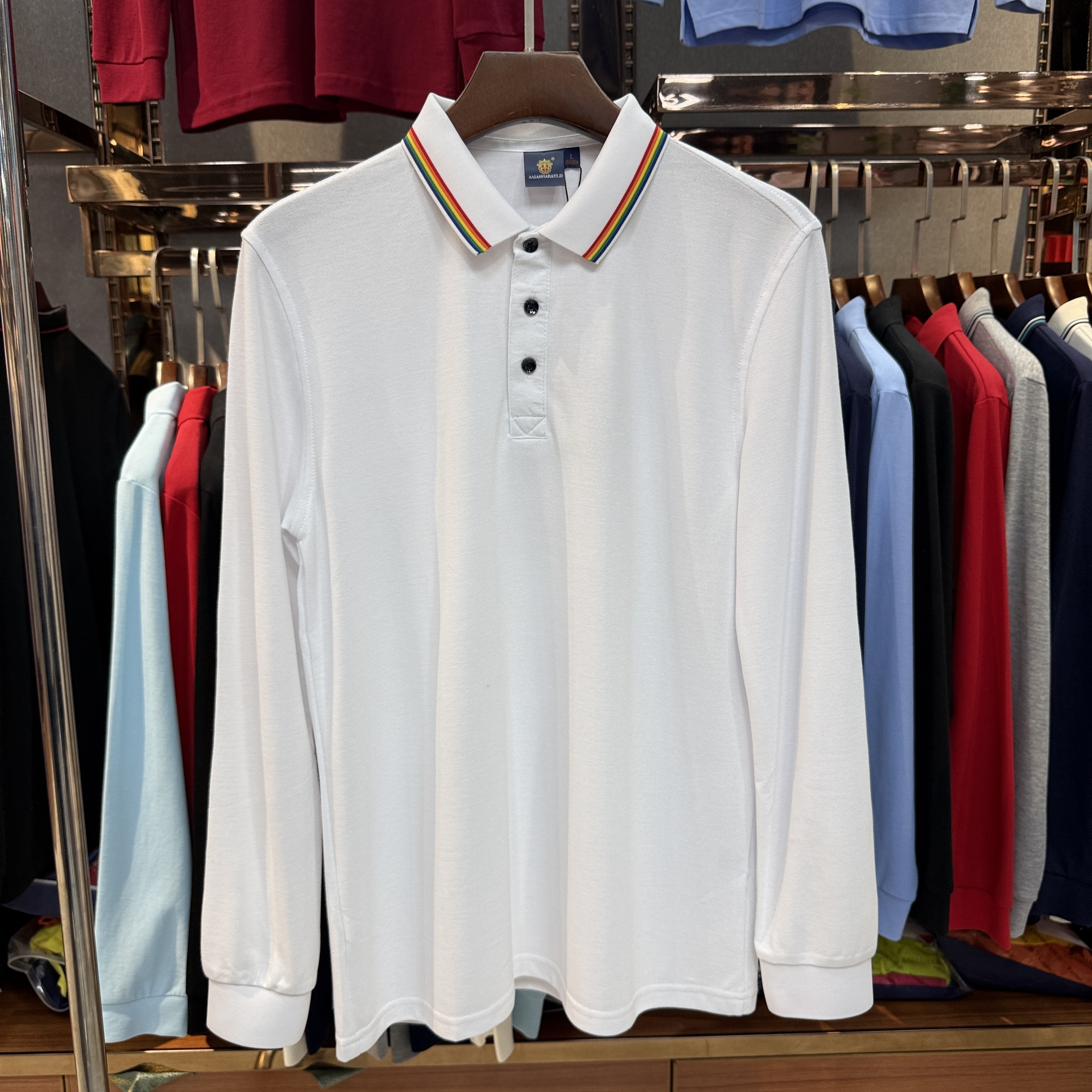 SK503 80% Cotton 20% Ceramic Mulberry Silk Long-Sleeved Polo Shirt