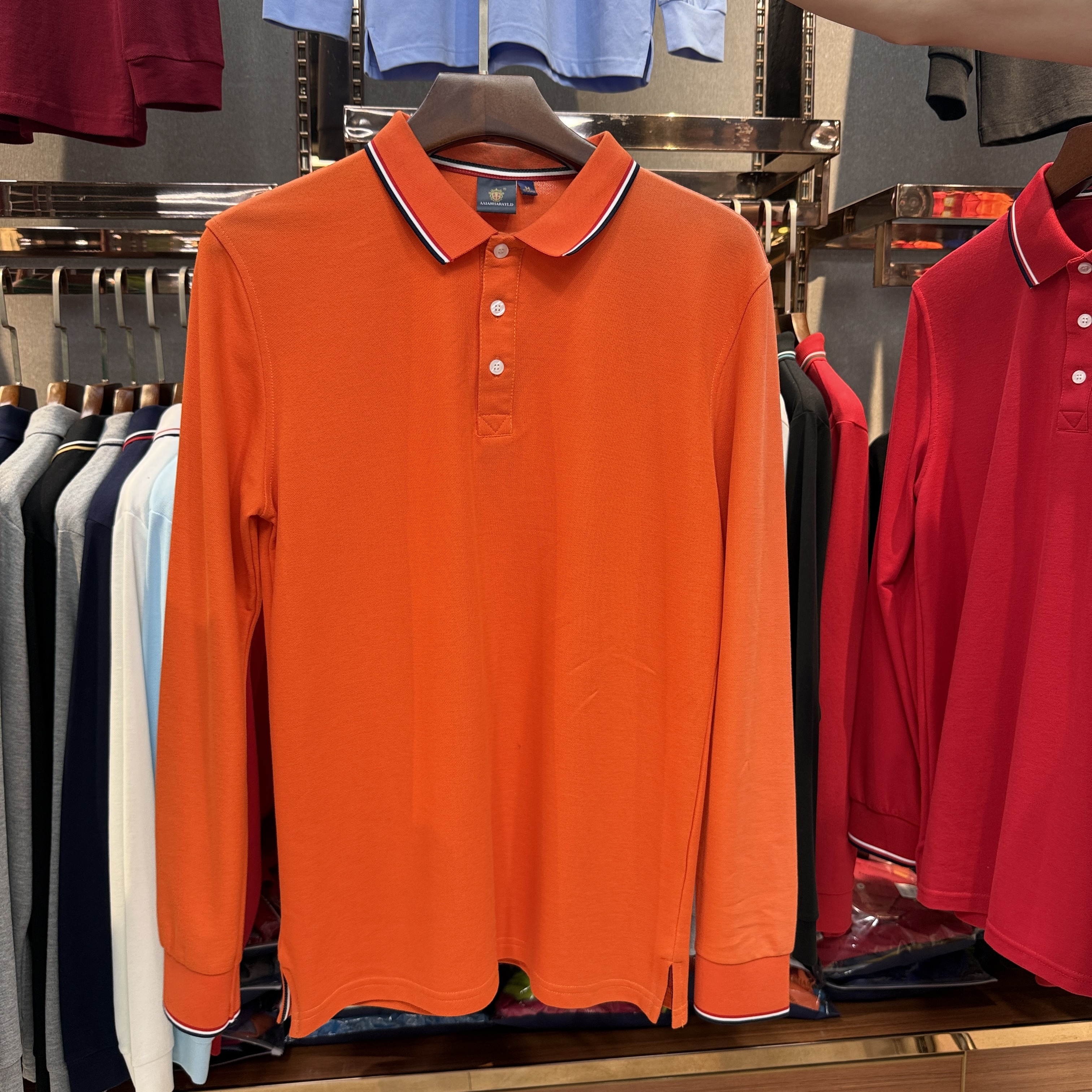 SK 507 80% Cotton  20% Cupro Long-Sleeved Polo Shirt