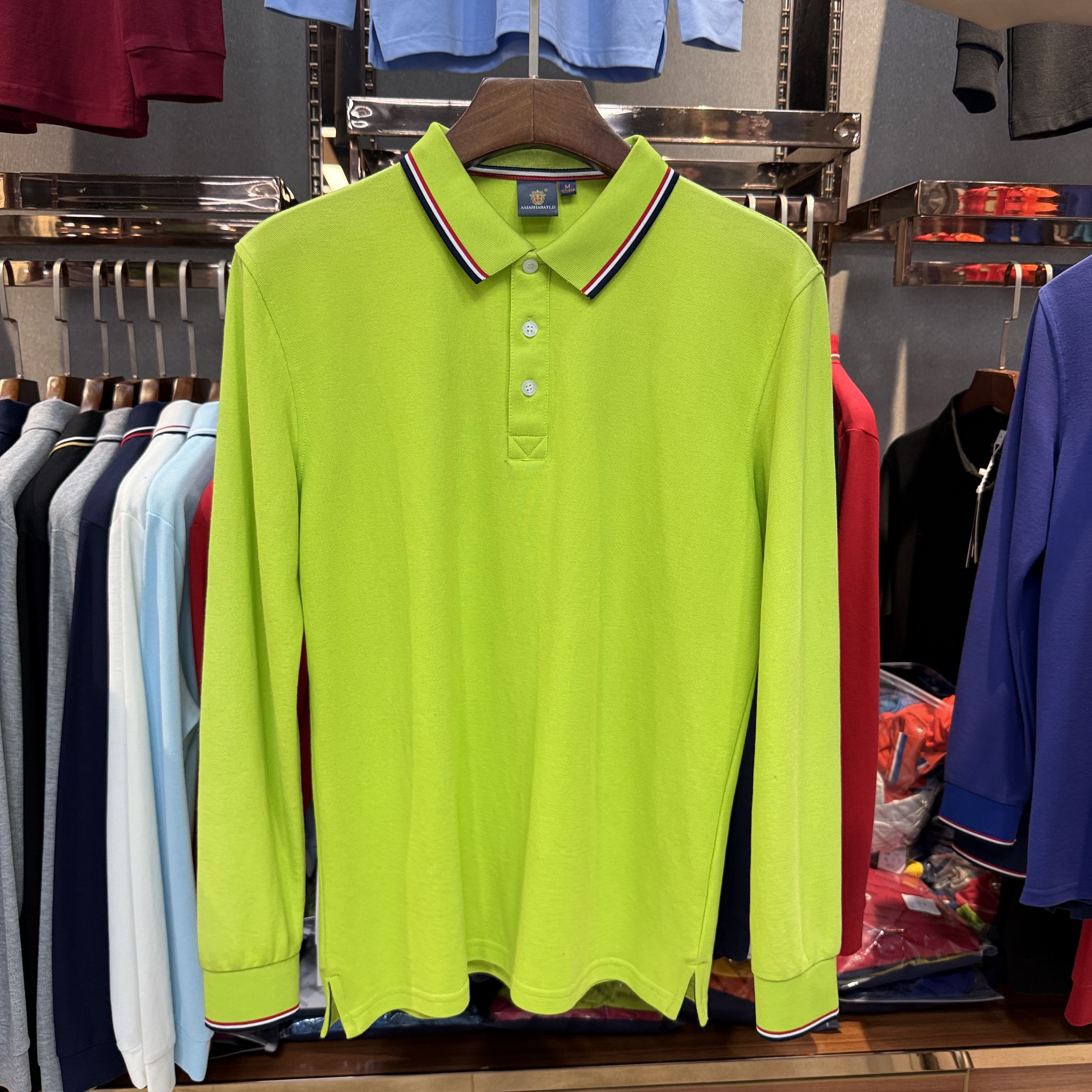 SK 507 80% Cotton  20% Cupro Long-Sleeved Polo Shirt