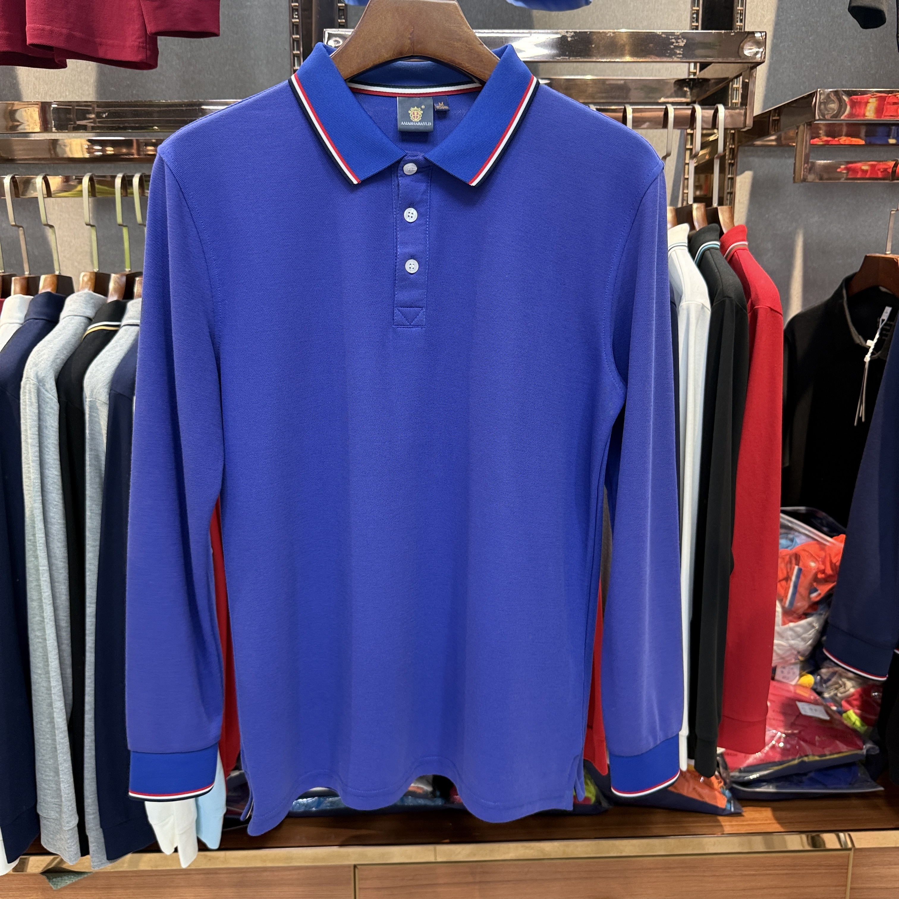 SK 507 80% Cotton  20% Cupro Long-Sleeved Polo Shirt