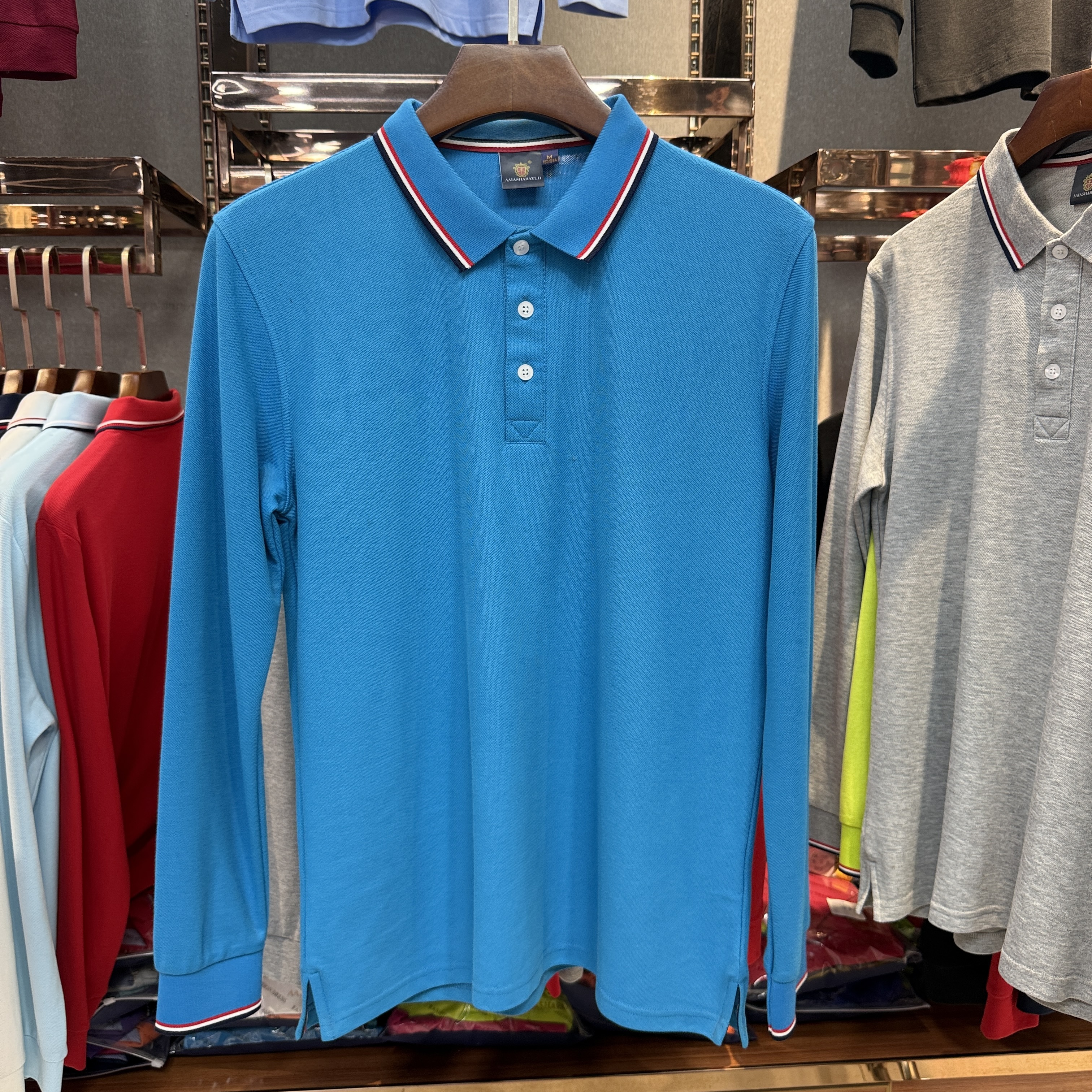 SK 507 80% Cotton  20% Cupro Long-Sleeved Polo Shirt