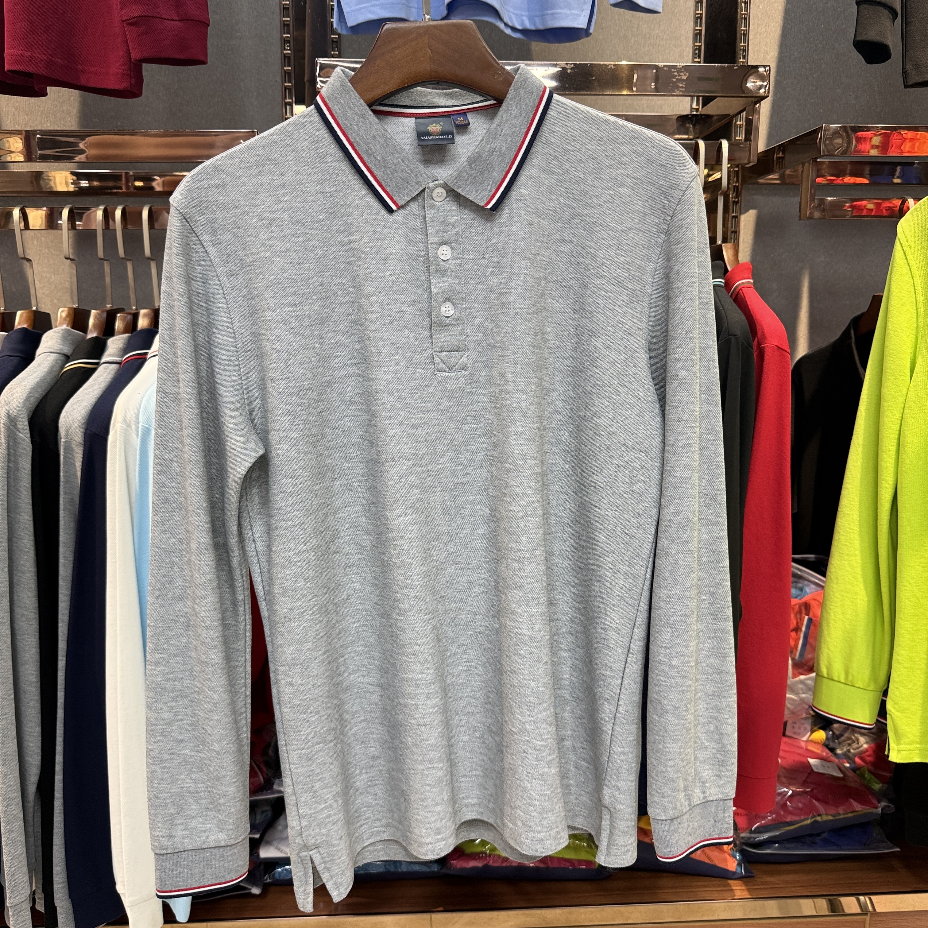 SK 507 80% Cotton  20% Cupro Long-Sleeved Polo Shirt
