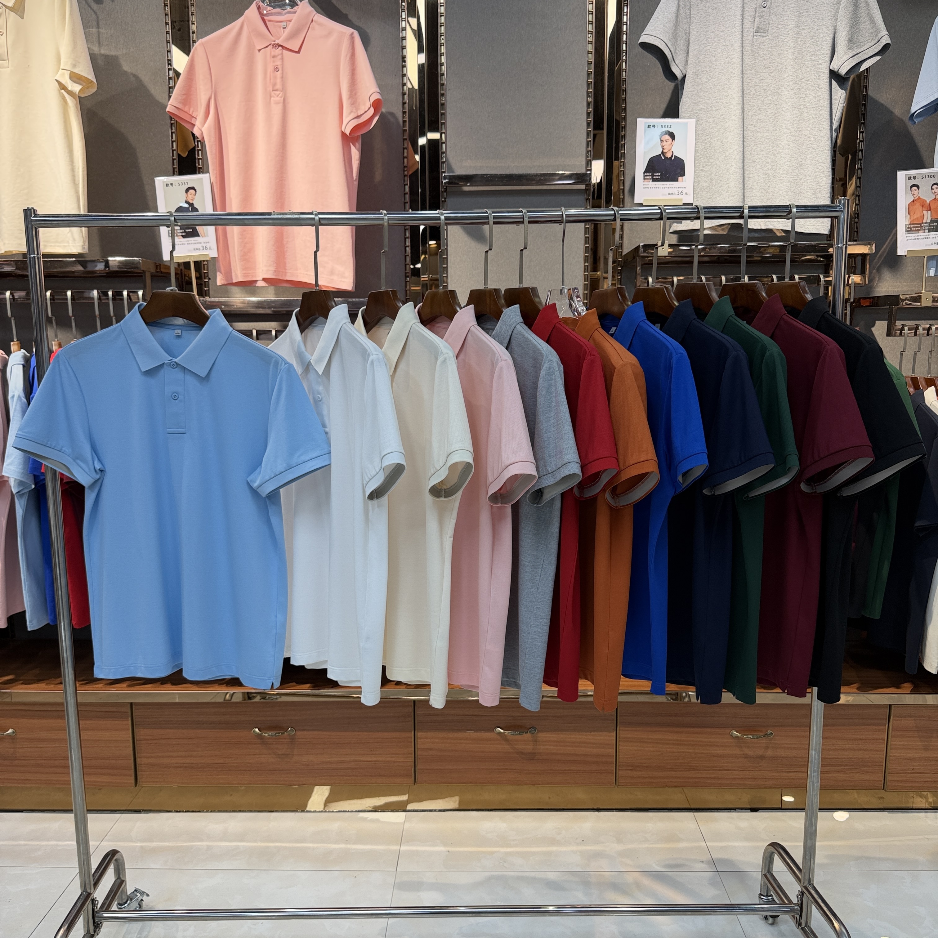 SKS221 45.6% Polyester 30.2%Viscose (Lyocell) 24.2% Mercerized Cotton Short-Sleeved Polo Shirt