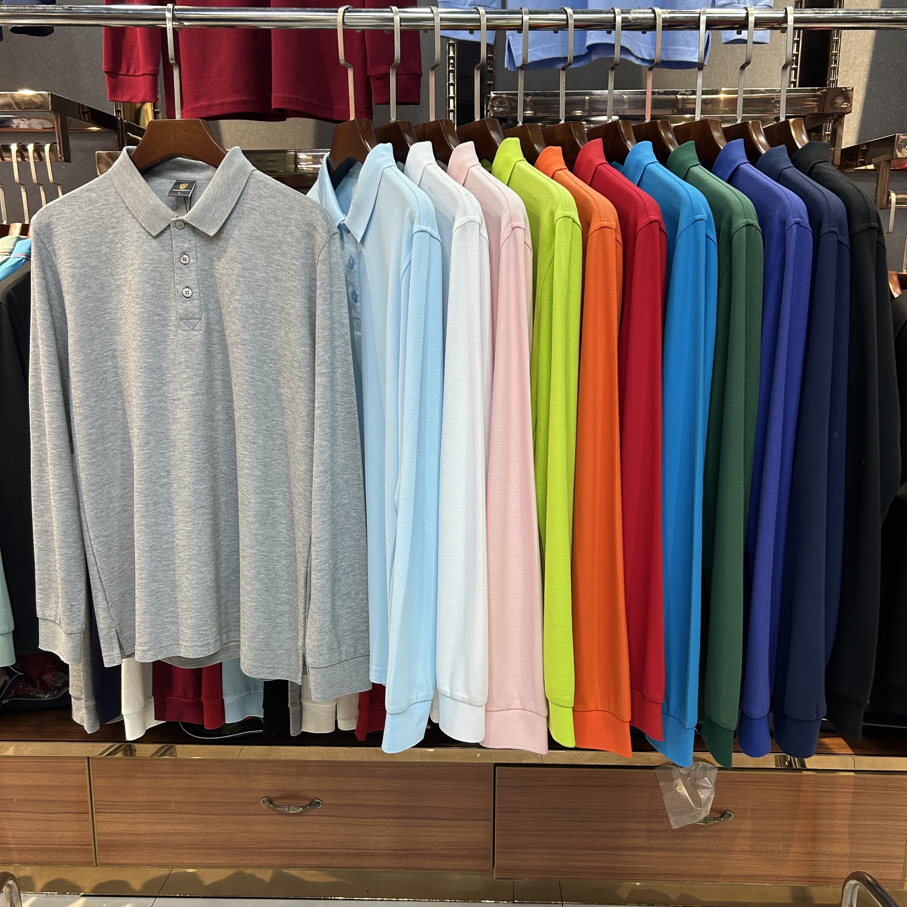 SK 508 80% Cotton  20% Cupro Long-Sleeved Polo Shirt
