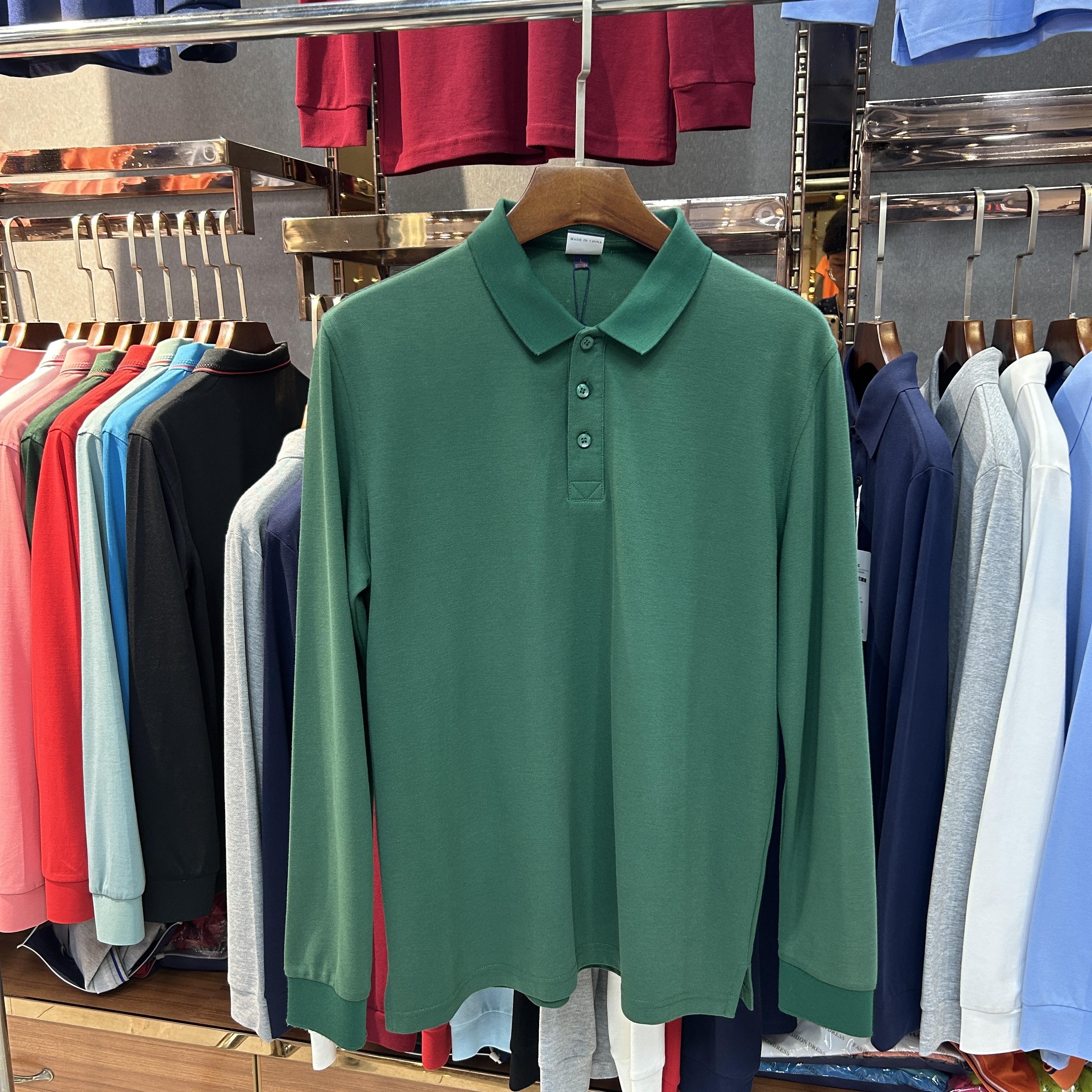 SK 508 80% Cotton  20% Cupro Long-Sleeved Polo Shirt