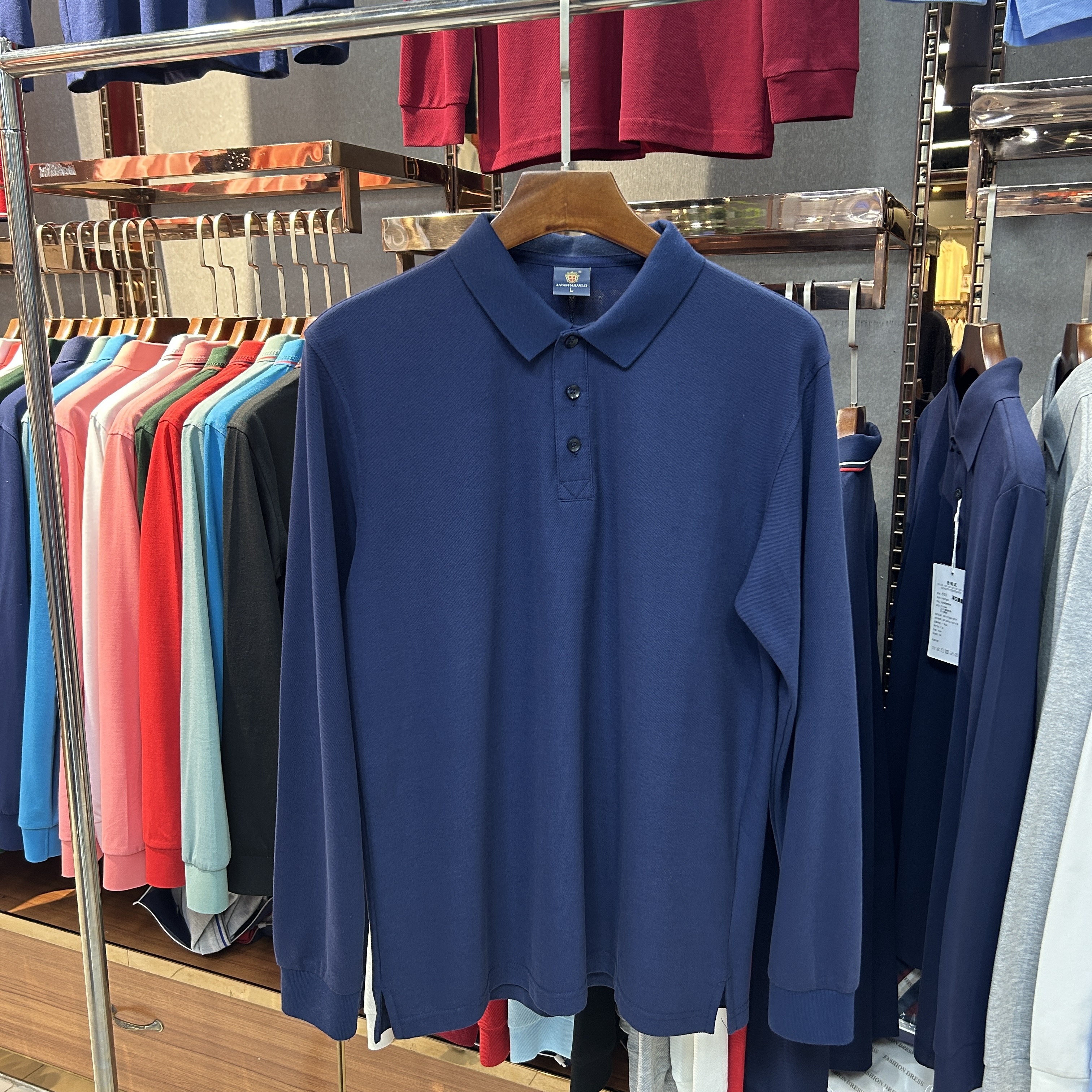 SK 508 80% Cotton  20% Cupro Long-Sleeved Polo Shirt