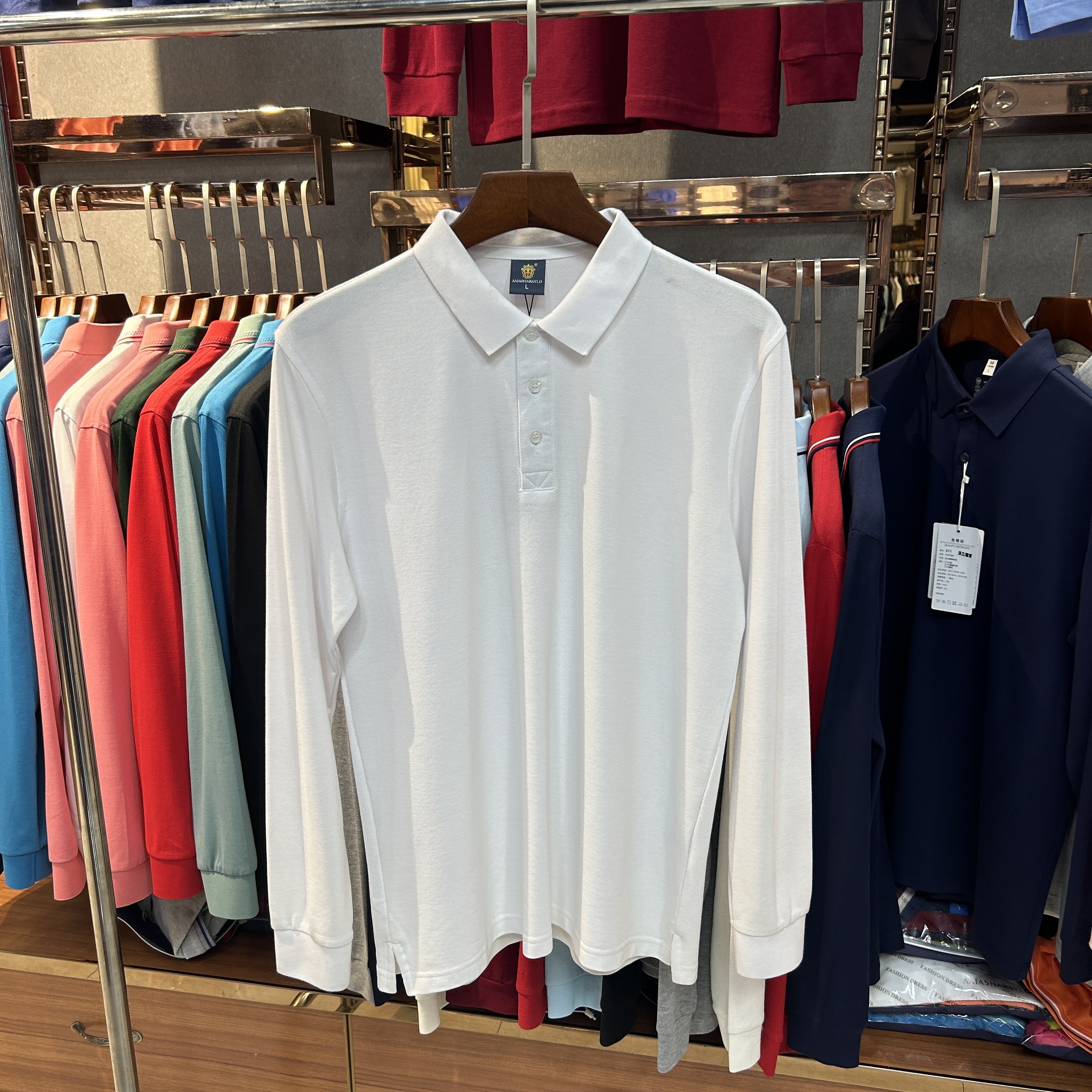 SK 508 80% Cotton  20% Cupro Long-Sleeved Polo Shirt