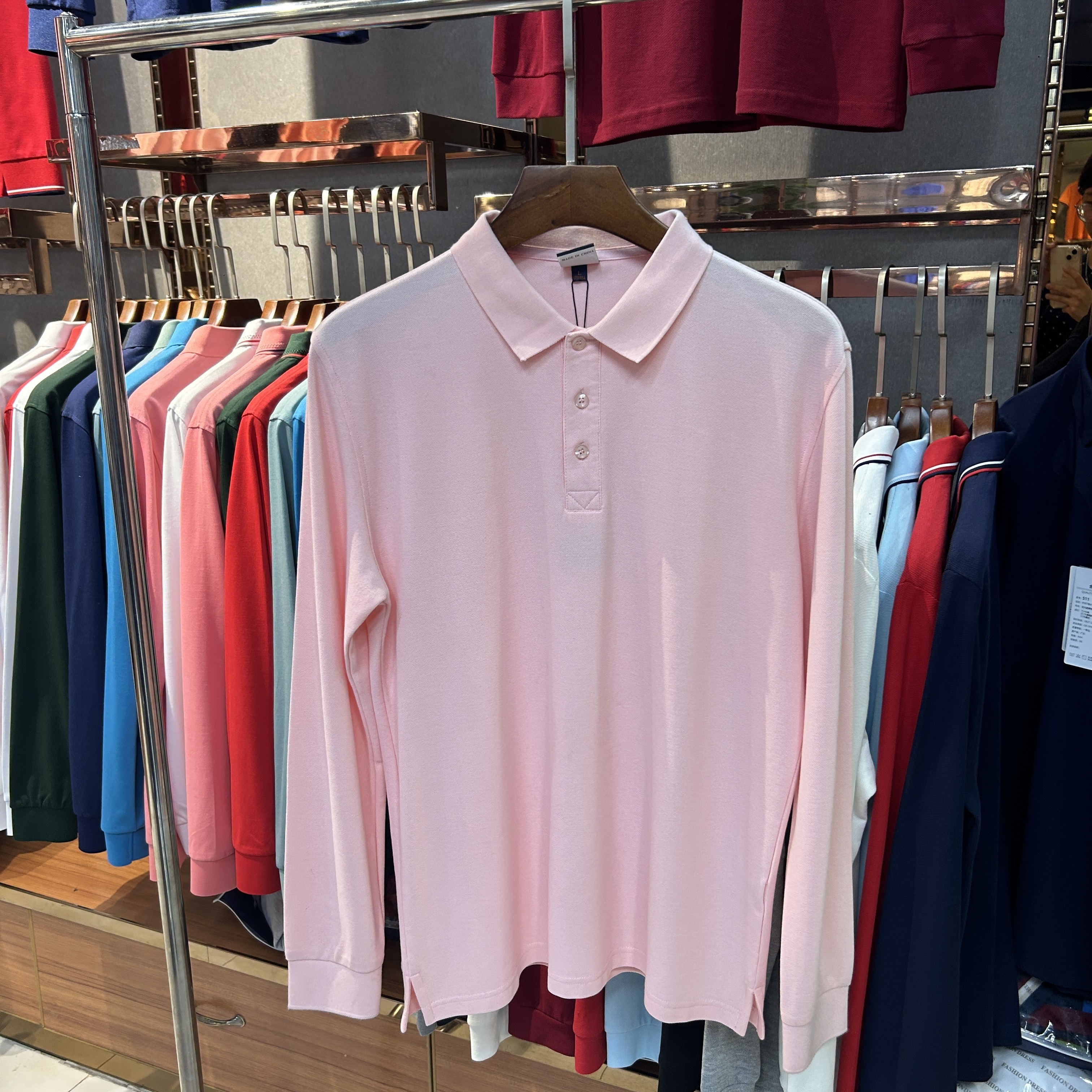 SK 508 80% Cotton  20% Cupro Long-Sleeved Polo Shirt