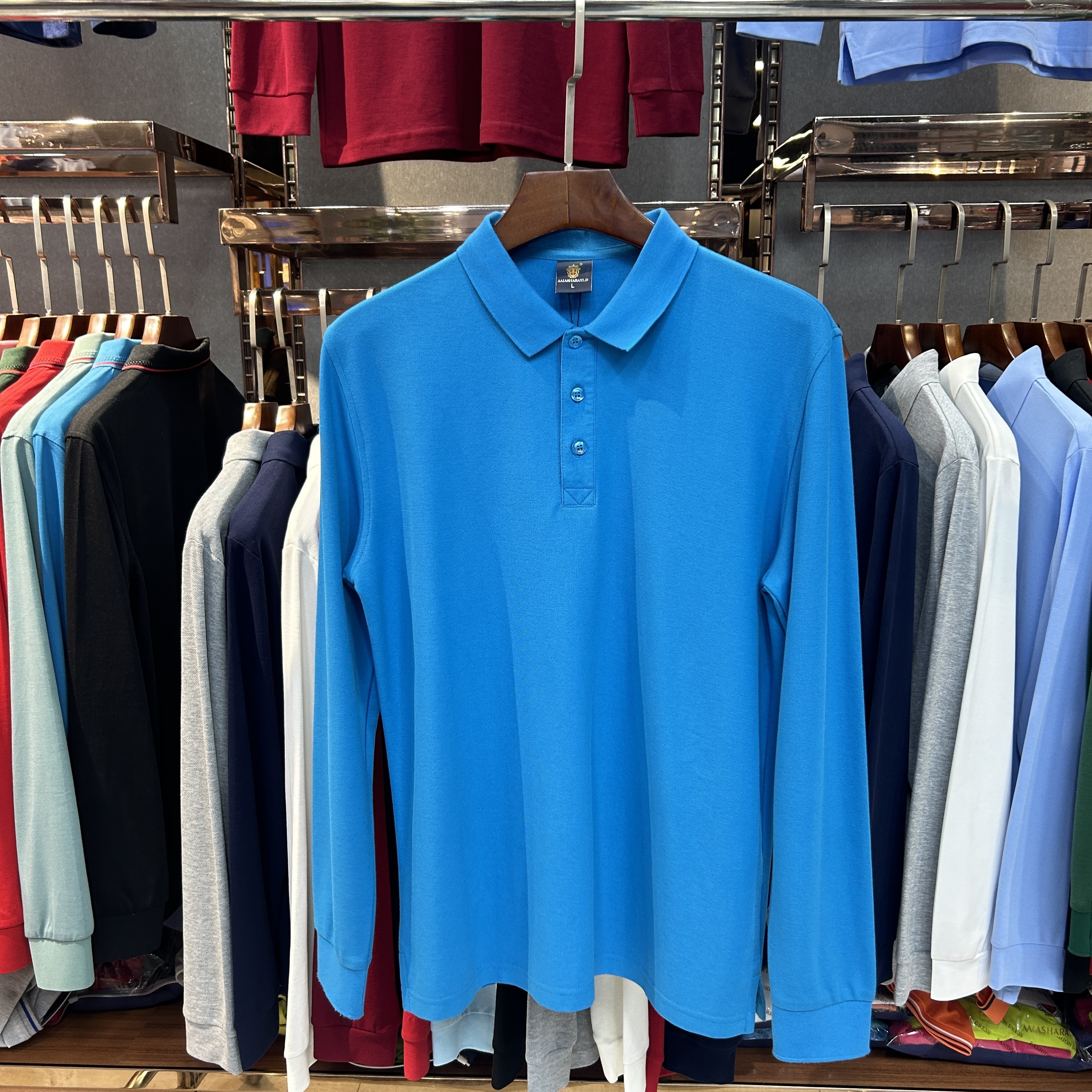SK 508 80% Cotton  20% Cupro Long-Sleeved Polo Shirt