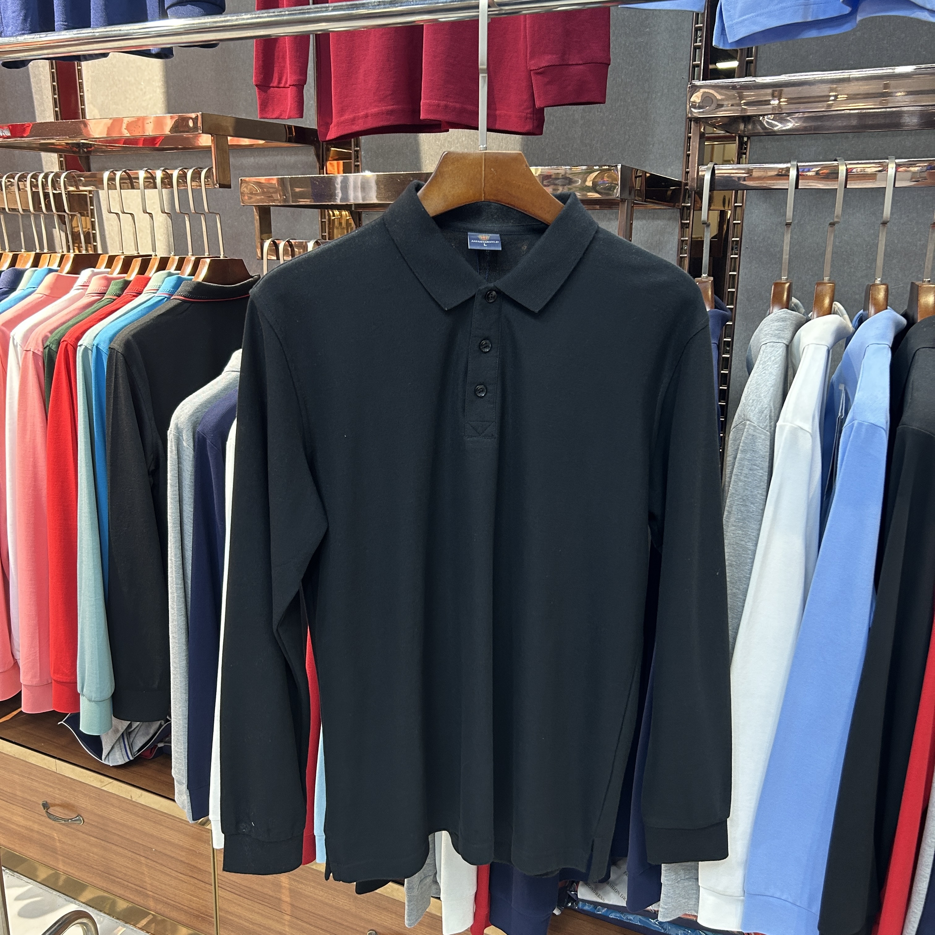SK 508 80% Cotton  20% Cupro Long-Sleeved Polo Shirt