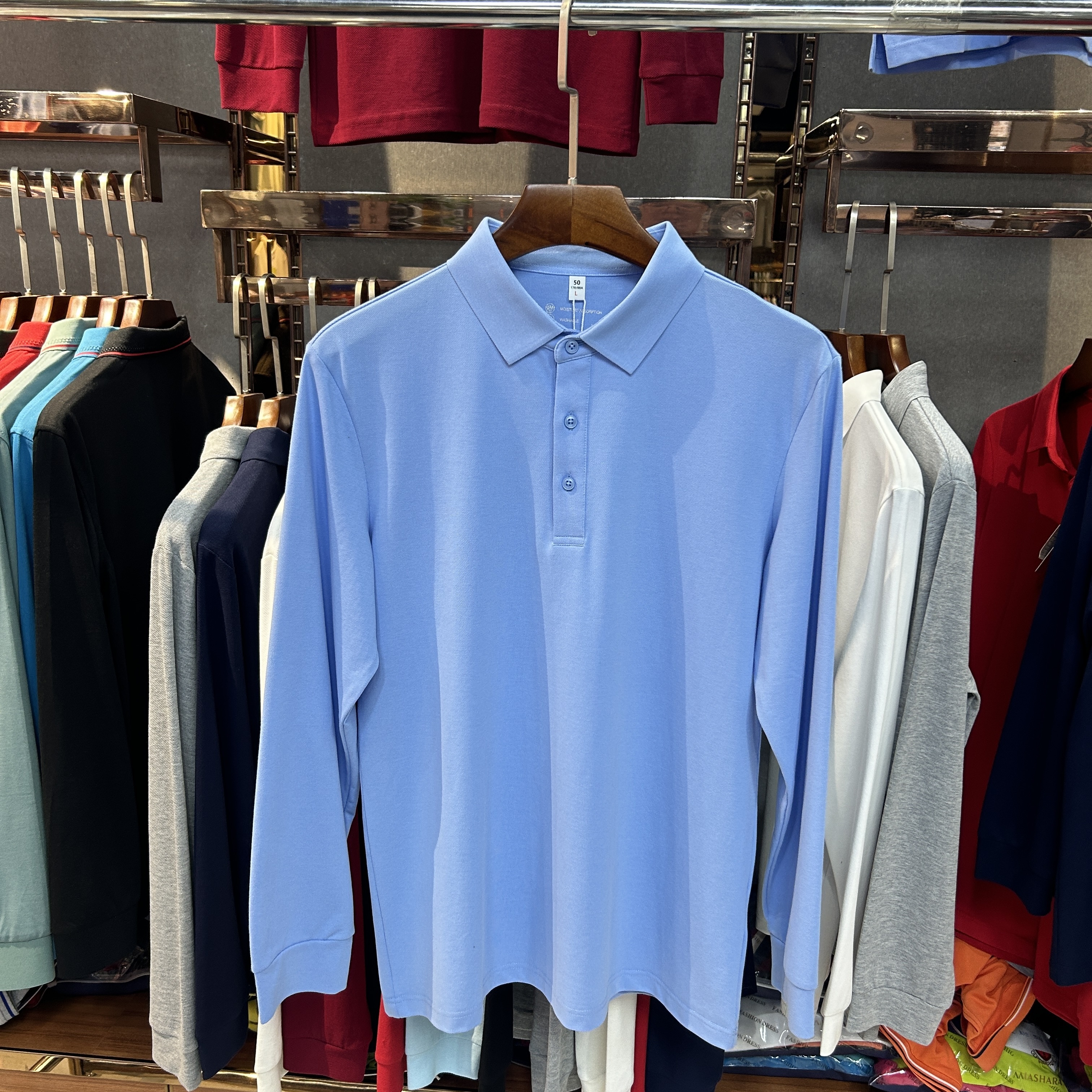 SK511 71.4% Cotton 25.1% Polyester 3.5% Spandex Long-Sleeved Polo Shirt