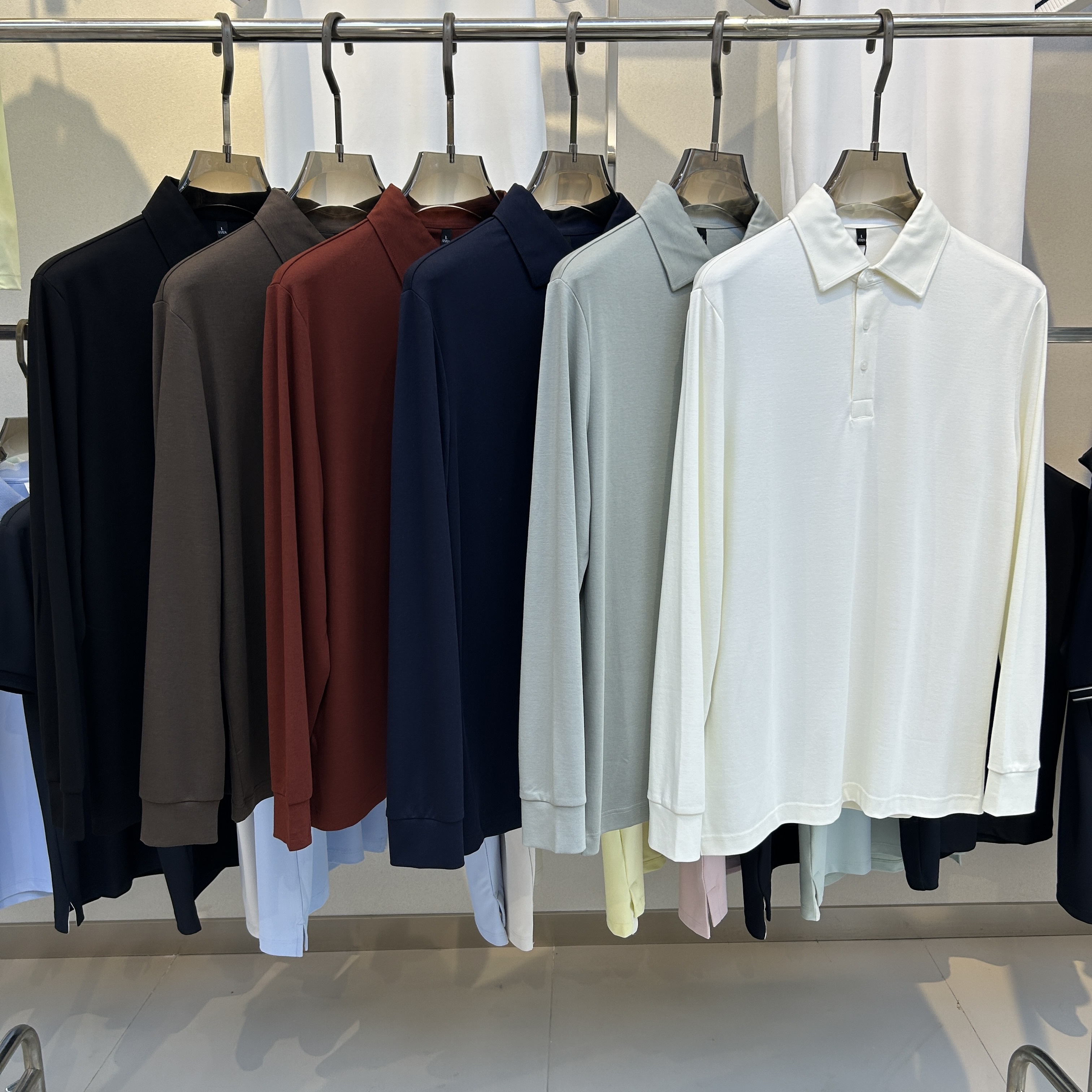 BSW6803 50.4% Viscose 44.6% Cotton 5% Spandex Long-Sleeve Polo shirt