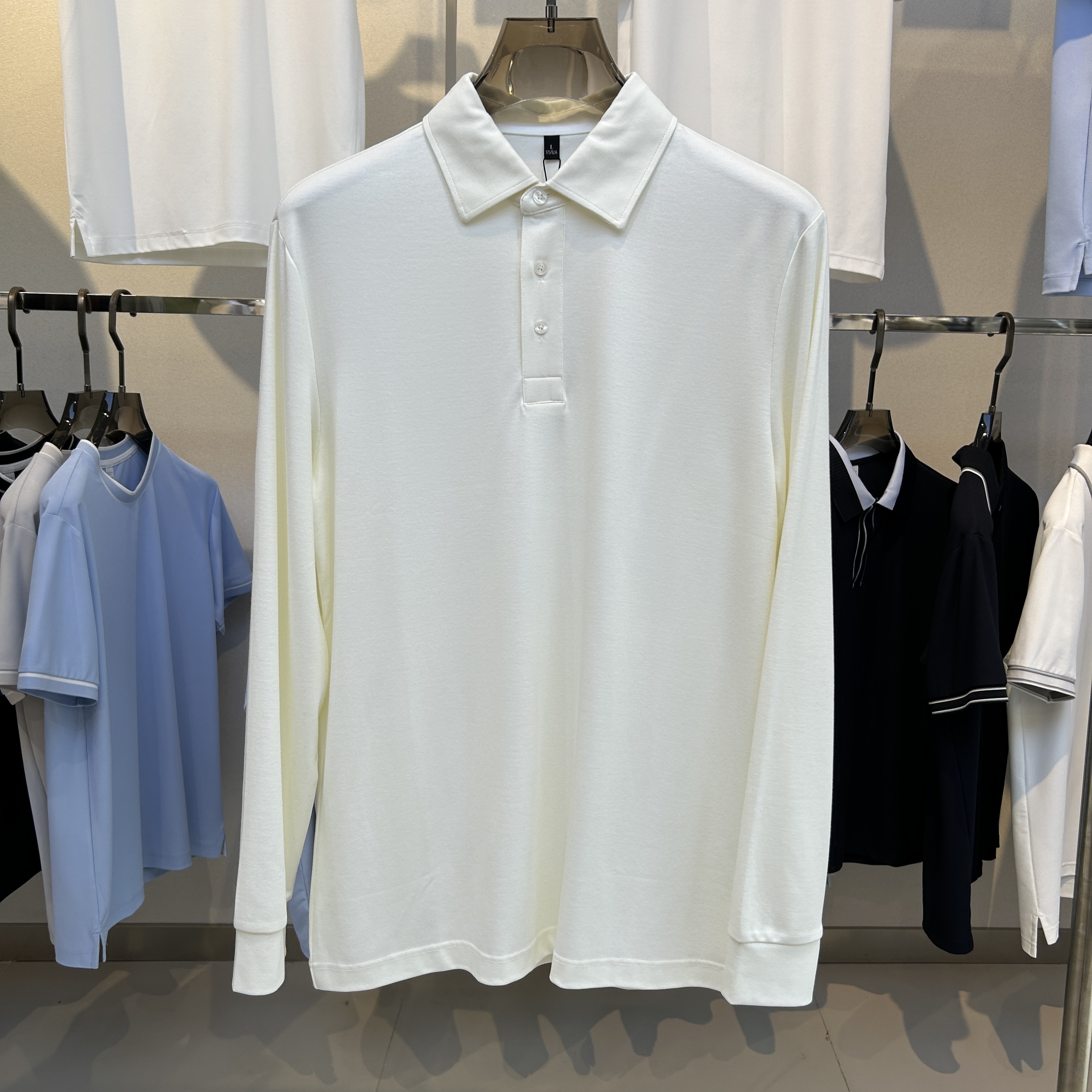 BSW6803 50.4% Viscose 44.6% Cotton 5% Spandex Long-Sleeve Polo shirt