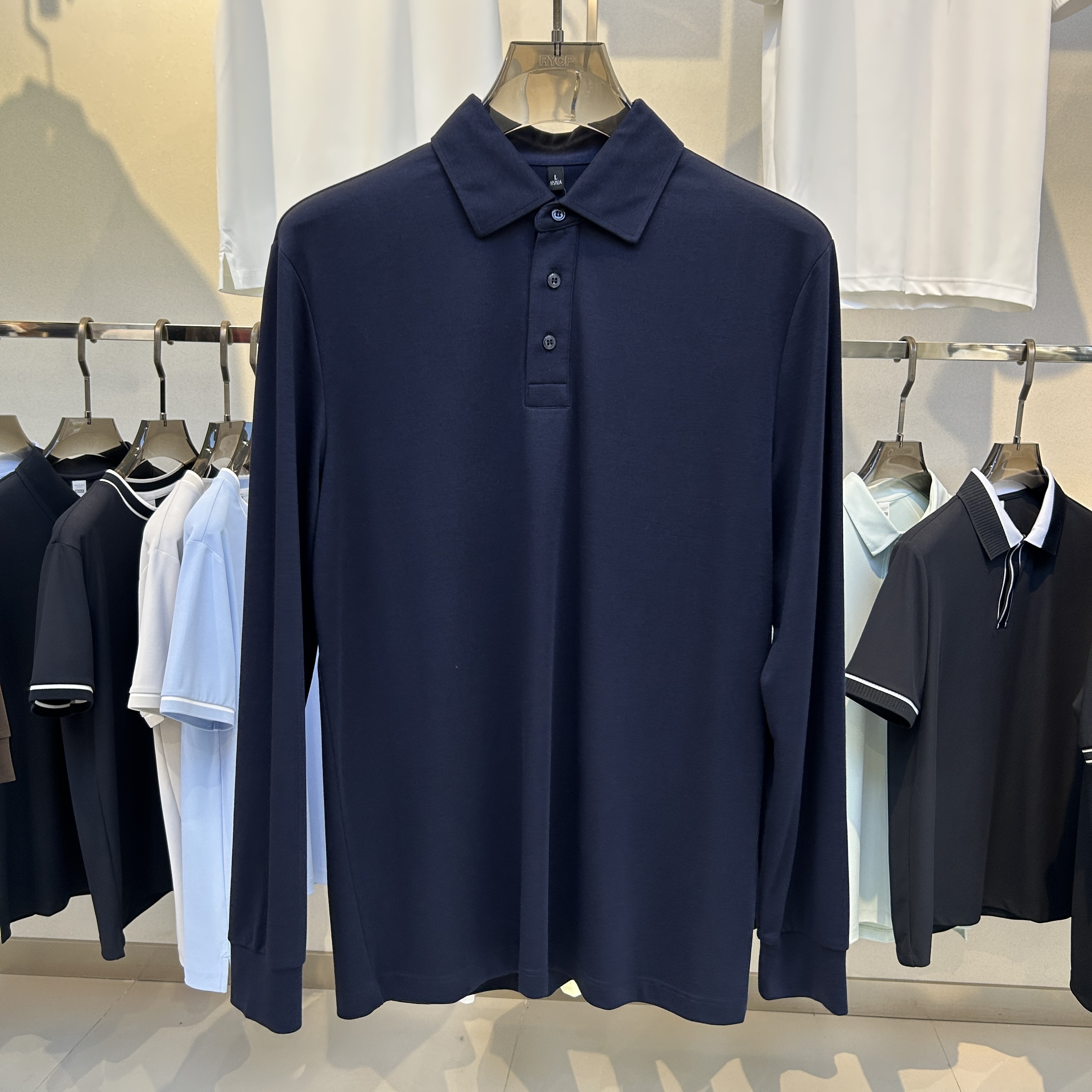 BSW6803 50.4% Viscose 44.6% Cotton 5% Spandex Long-Sleeve Polo shirt