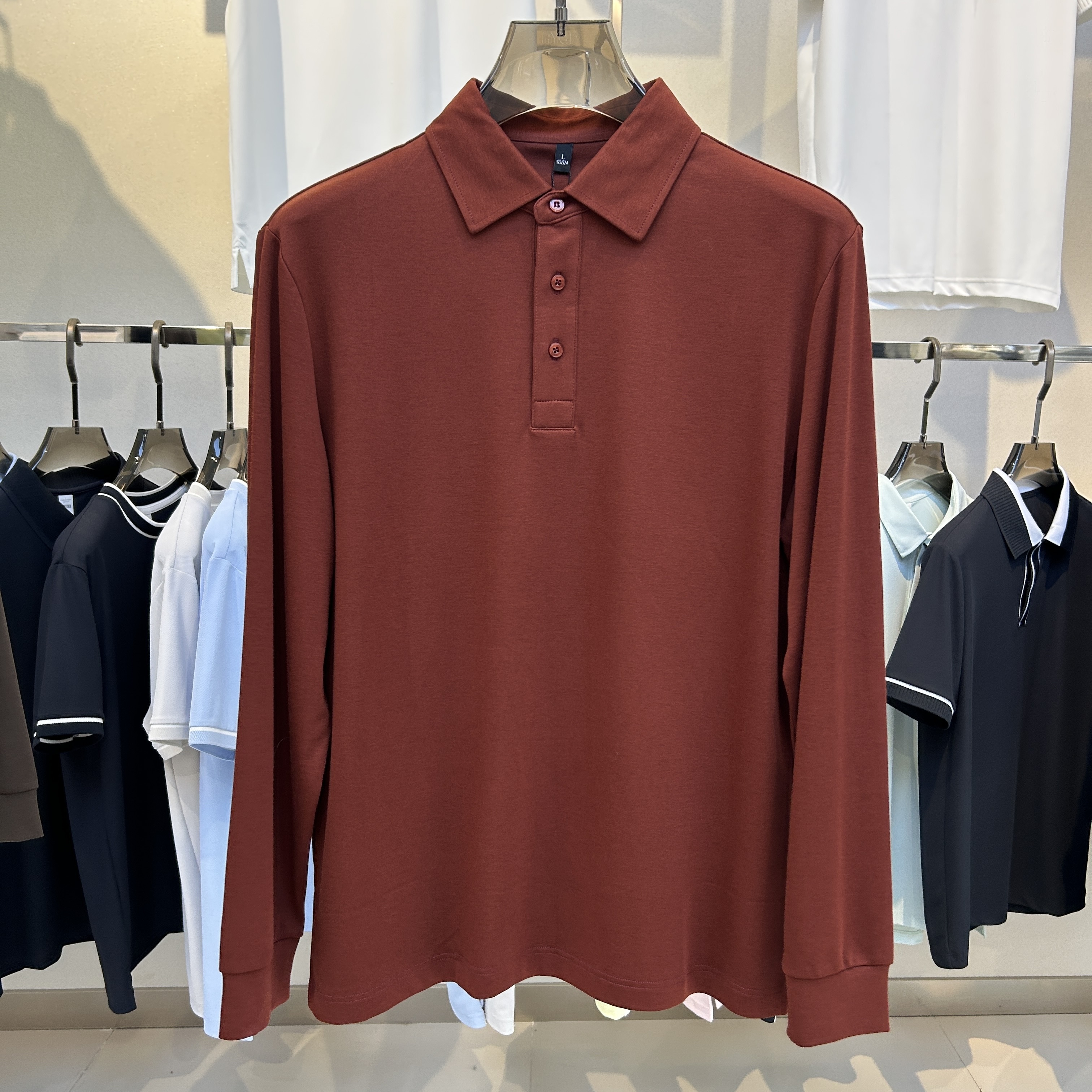BSW6803 50.4% Viscose 44.6% Cotton 5% Spandex Long-Sleeve Polo shirt