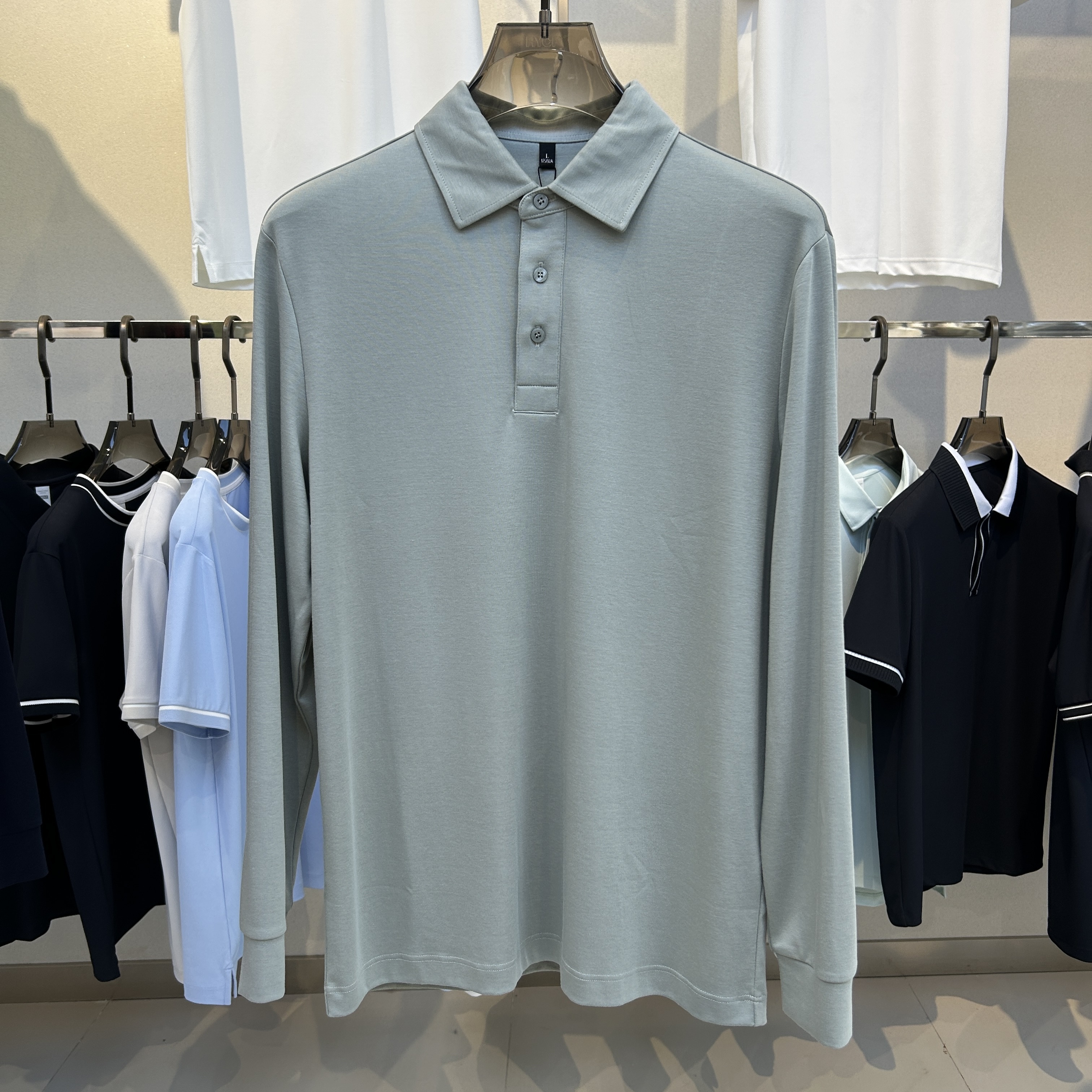 BSW6803 50.4% Viscose 44.6% Cotton 5% Spandex Long-Sleeve Polo shirt