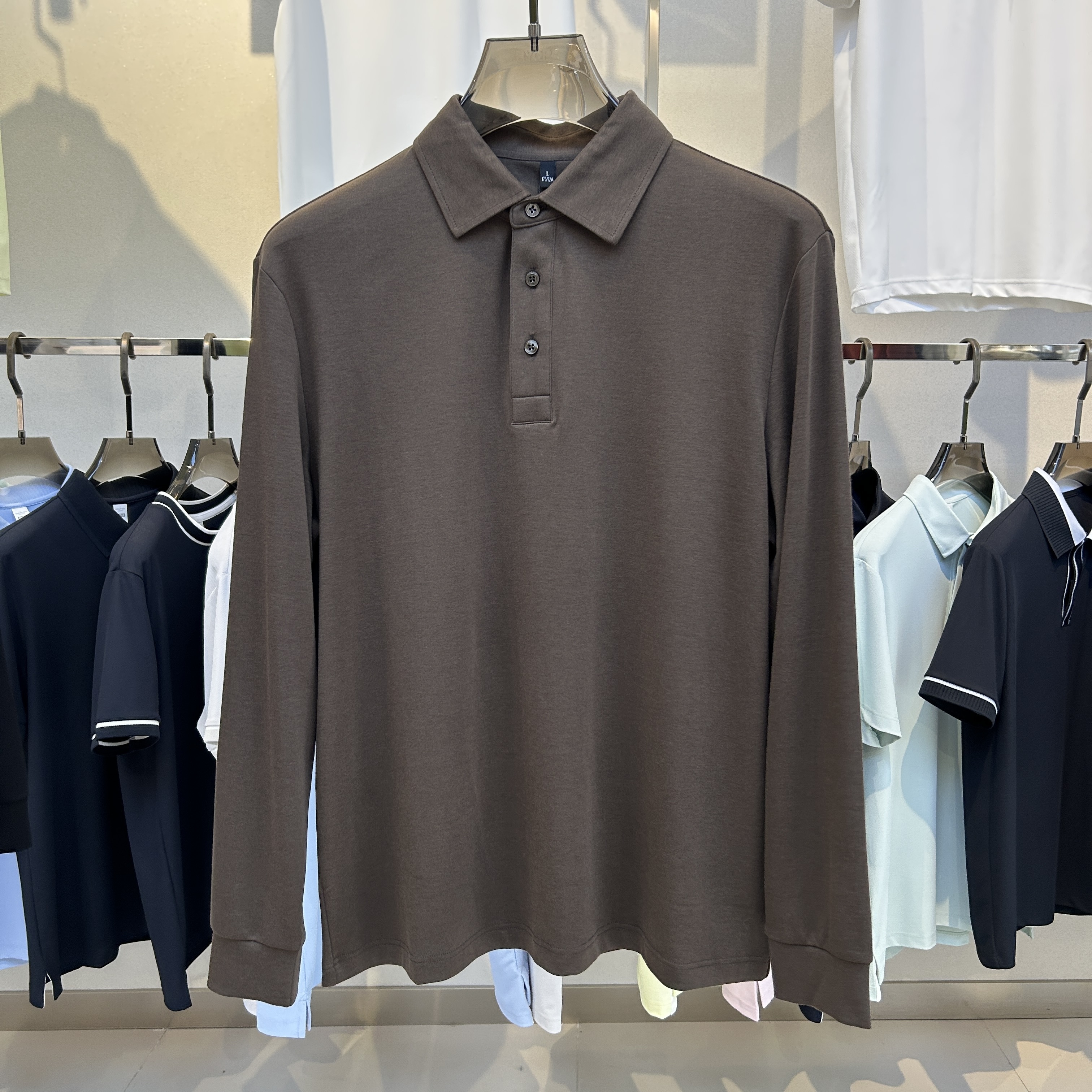 BSW6803 50.4% Viscose 44.6% Cotton 5% Spandex Long-Sleeve Polo shirt