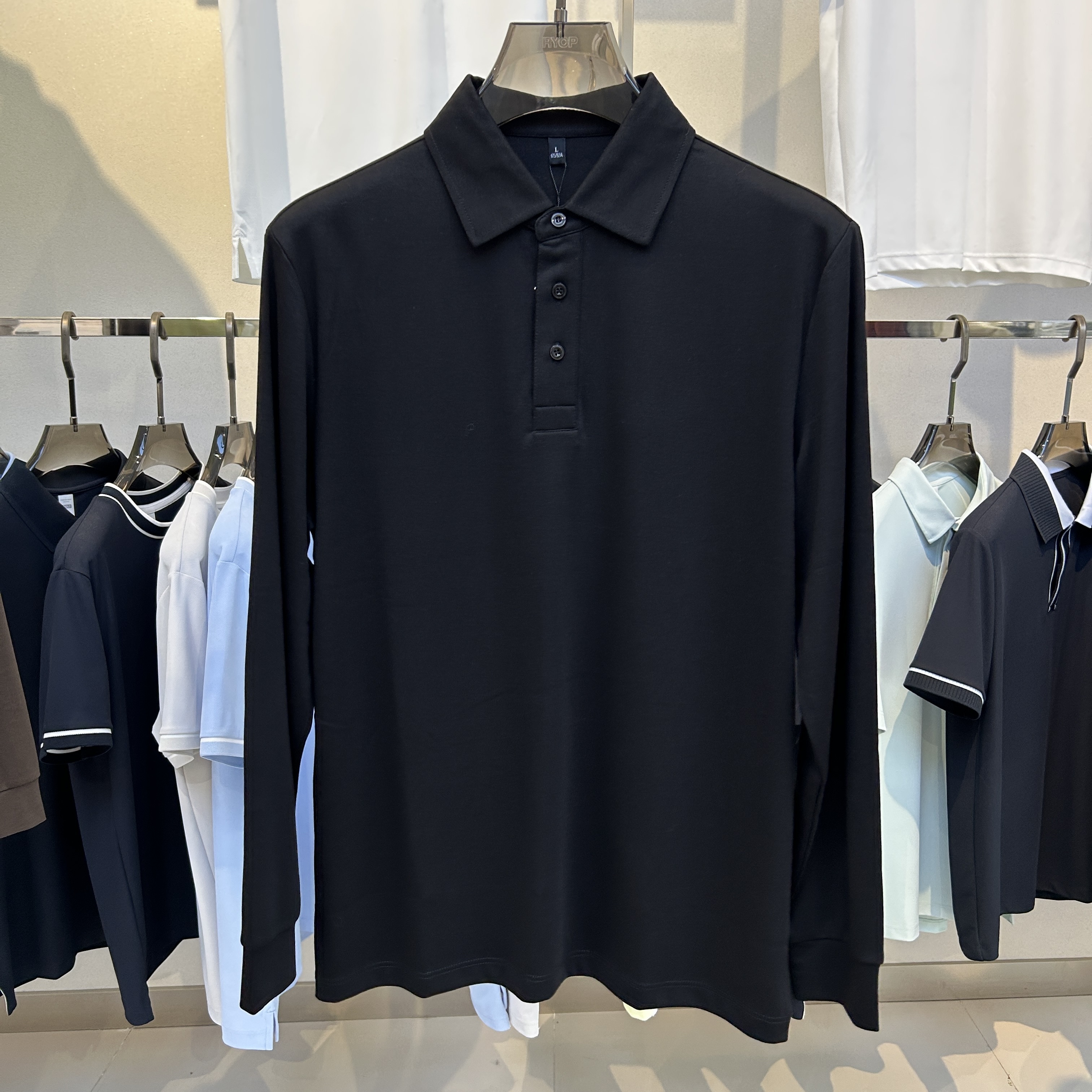 BSW6803 50.4% Viscose 44.6% Cotton 5% Spandex Long-Sleeve Polo shirt