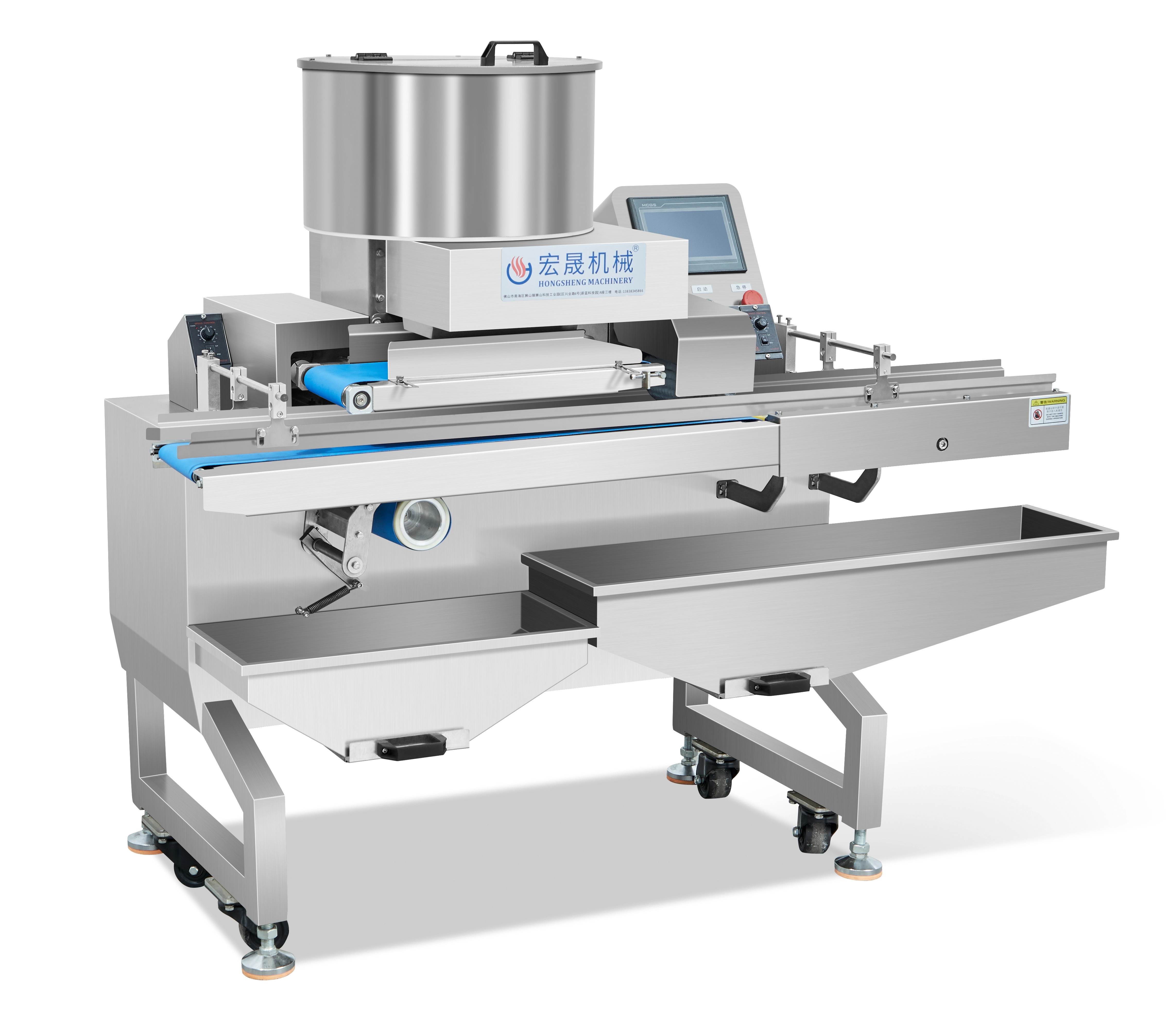automatic seed and grain sprinkling machine for bread tops
uniform topping depositor for sesame and poppy seeds on buns
industrial sprinkler for bakery products using a vibrating conveyor