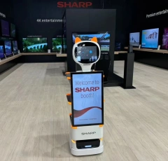 Commercial Mobile Advertising Robot Indoor Display Video Robot Explain With 27 inch HD Screen For Supermarket Shoppingmall Exhibition Hall