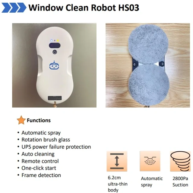 Auto Water spray window cleaning robot Ultra thin Body with 2800Pa Suction robot cleaner vacuum for windows