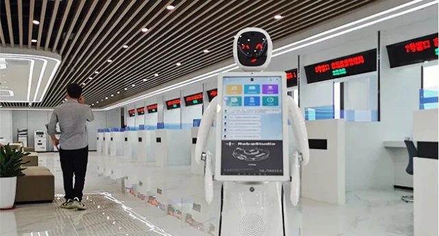 Anseboo Humanoid Reception Robot 21.5 inches Screen Greeting and Guiding Service Robot