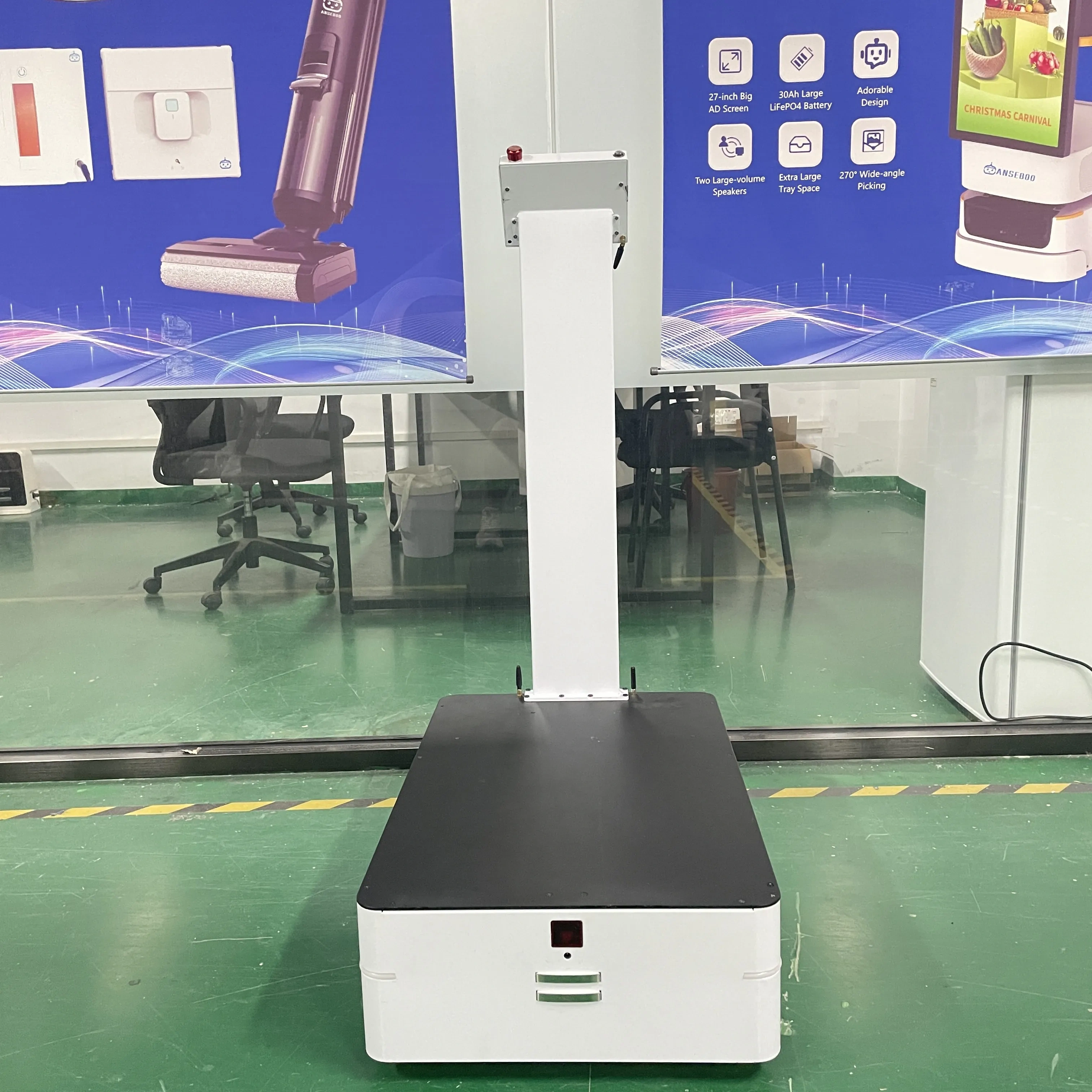 Automatic mobile Logistics Robot Delivery Factory Warehouse Load 100KG auto-recharging with remote call
