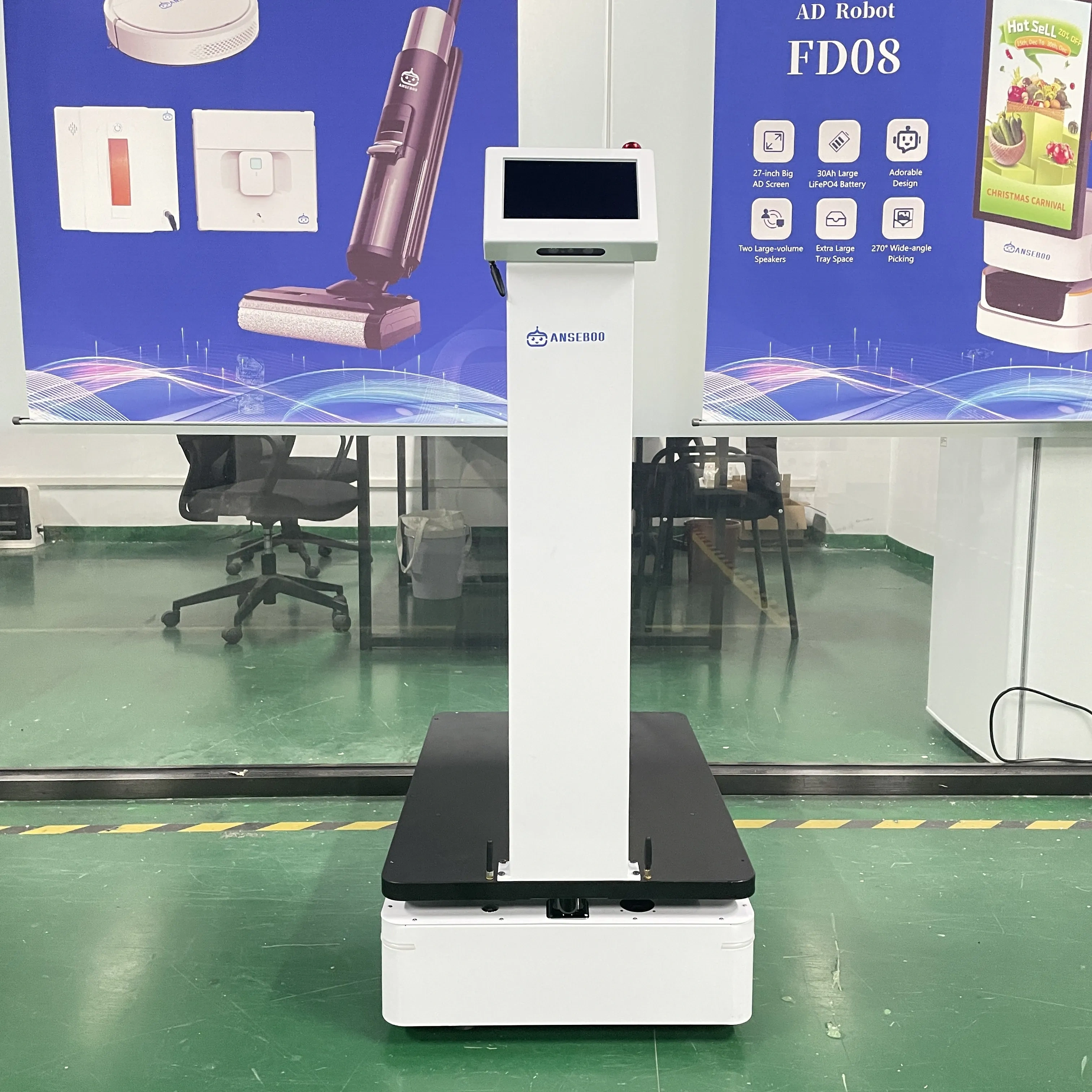 Automatic mobile Logistics Robot Delivery Factory Warehouse Load 100KG auto-recharging with remote call