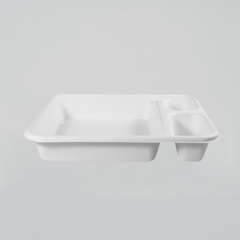 3‑Compartment Bagasse Lunch Box | Microwave Safe Compostable Food Tray