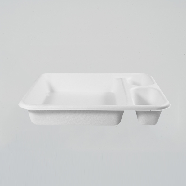 3‑Compartment Bagasse Lunch Box | Microwave Safe Compostable Food Tray